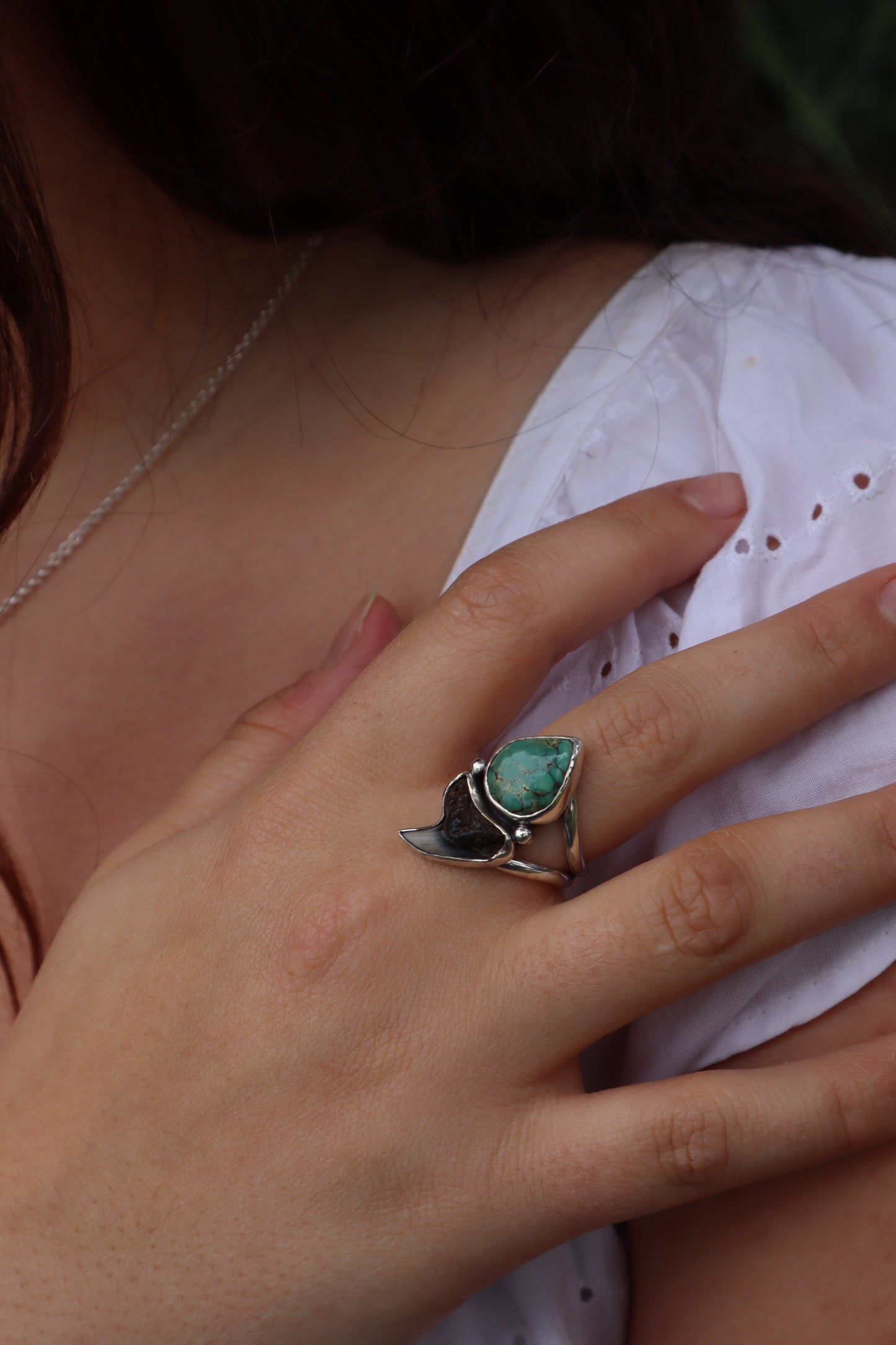 Shark Tooth x Turquoise Ring SIZE O 1/2 - 7 1/2