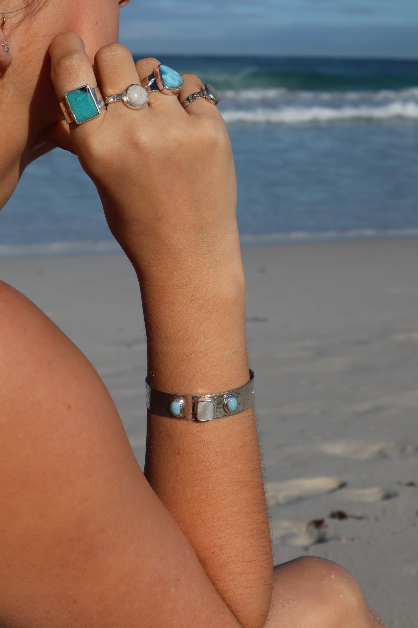 Pearly Larimar Cuff