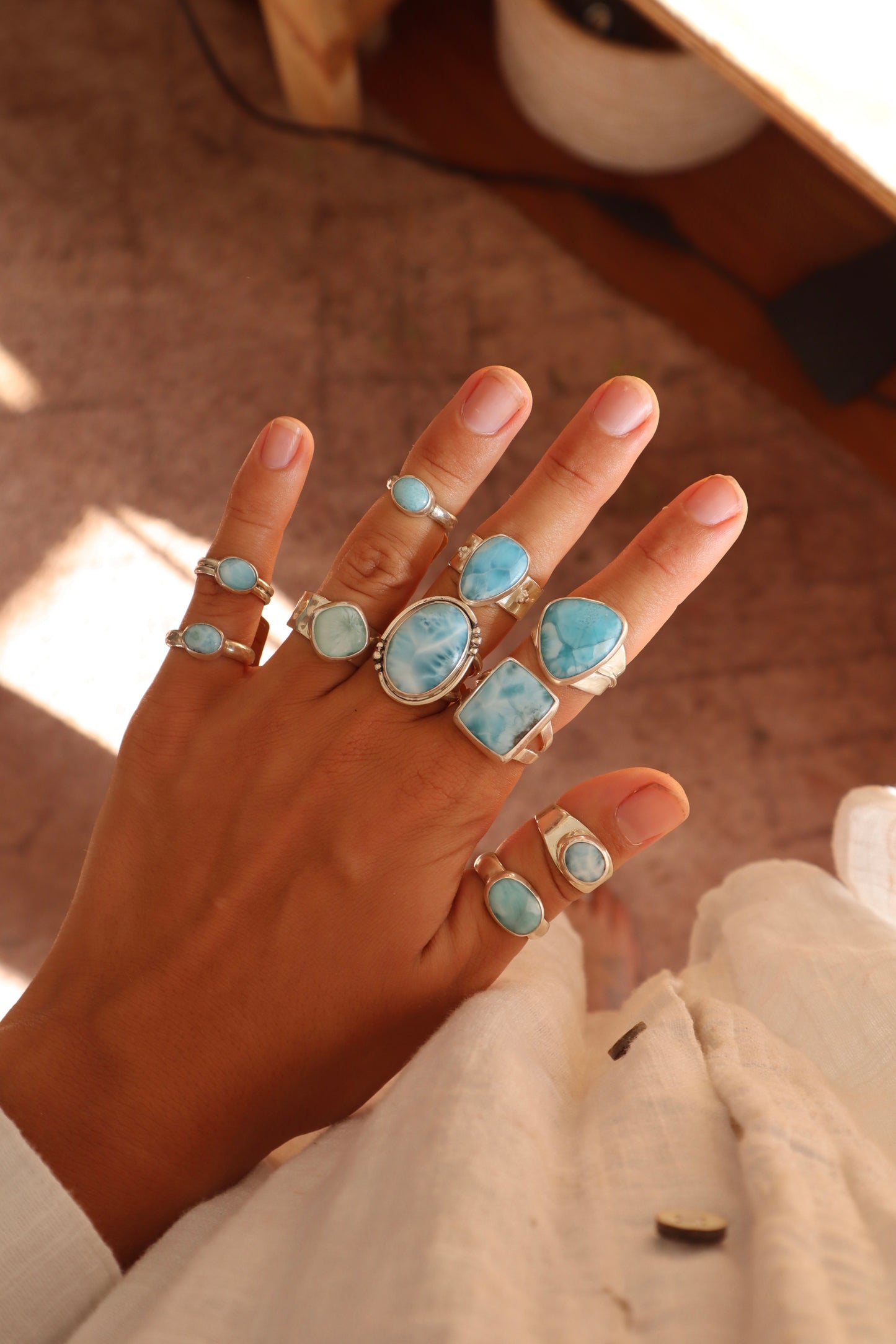 Dainty Larimar Ring SIZE L - 5 3/4
