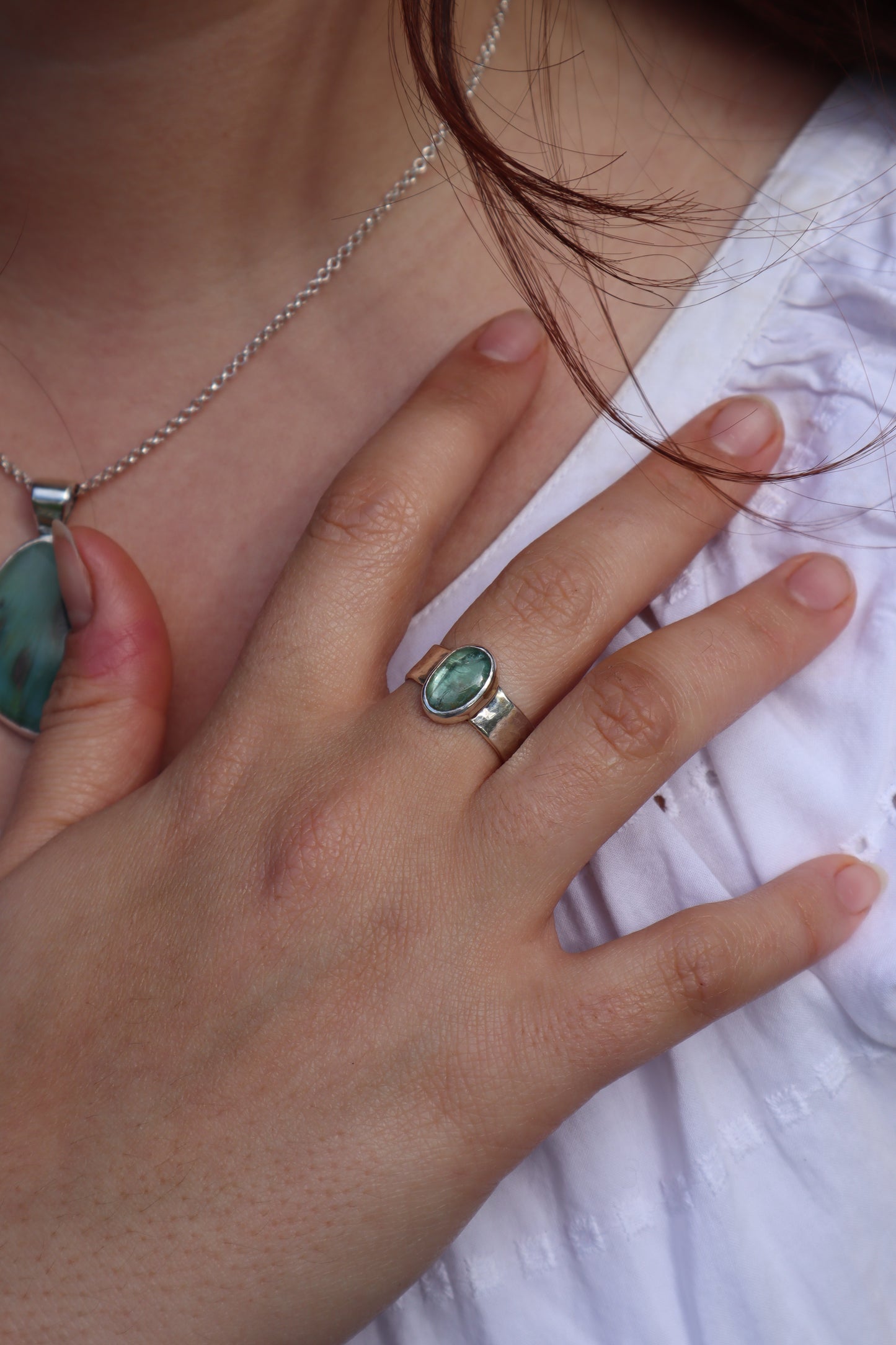 Hammered Kyanite Ring SIZE R - 8 3/4