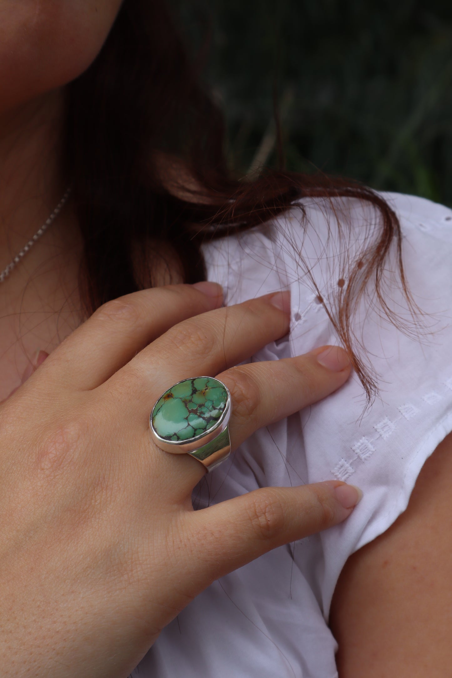 Chunky Turquoise Ring SIZE O - 7 1/4