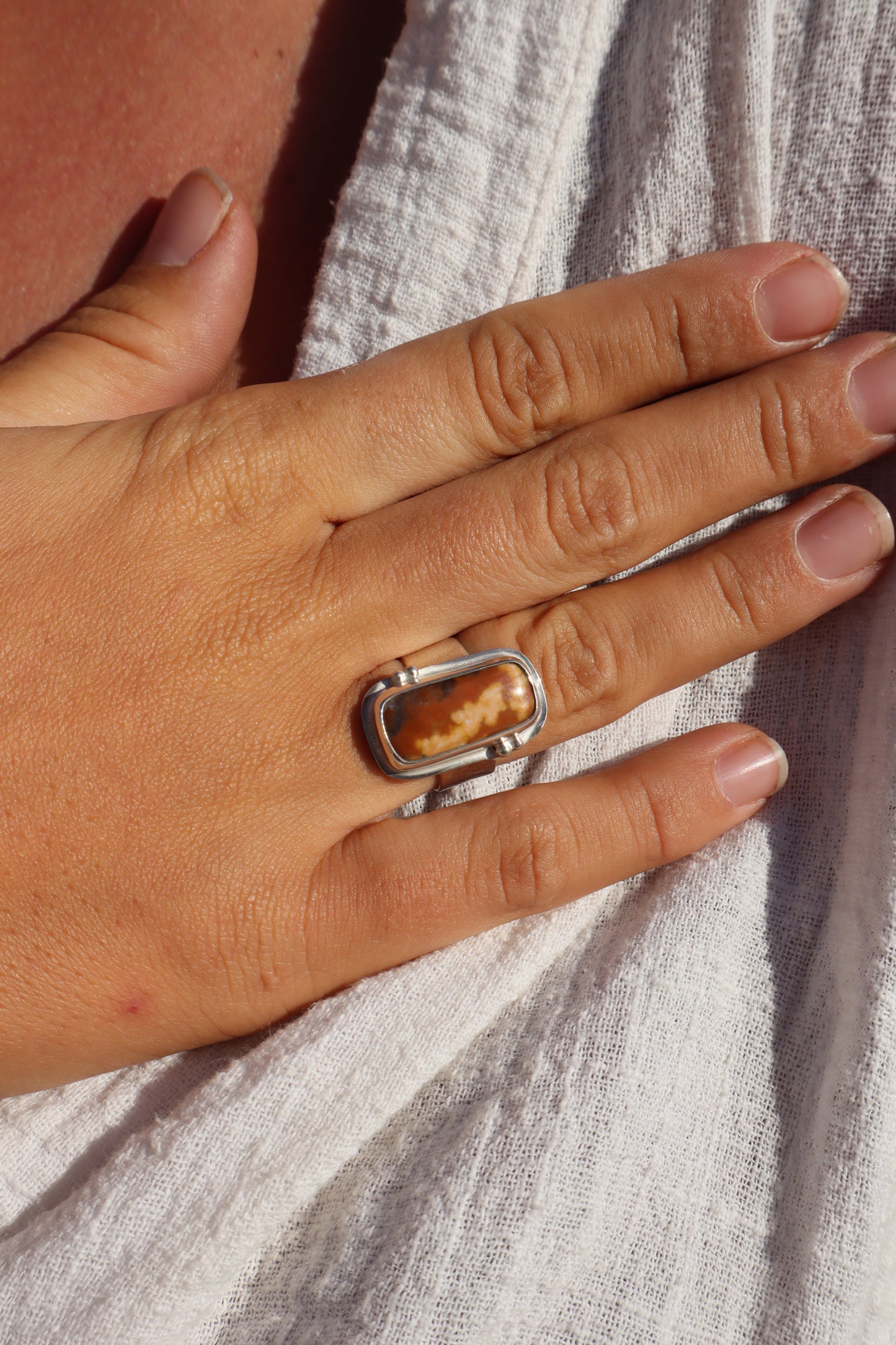 Ocean Jasper Ring SIZE N - 6 3/4