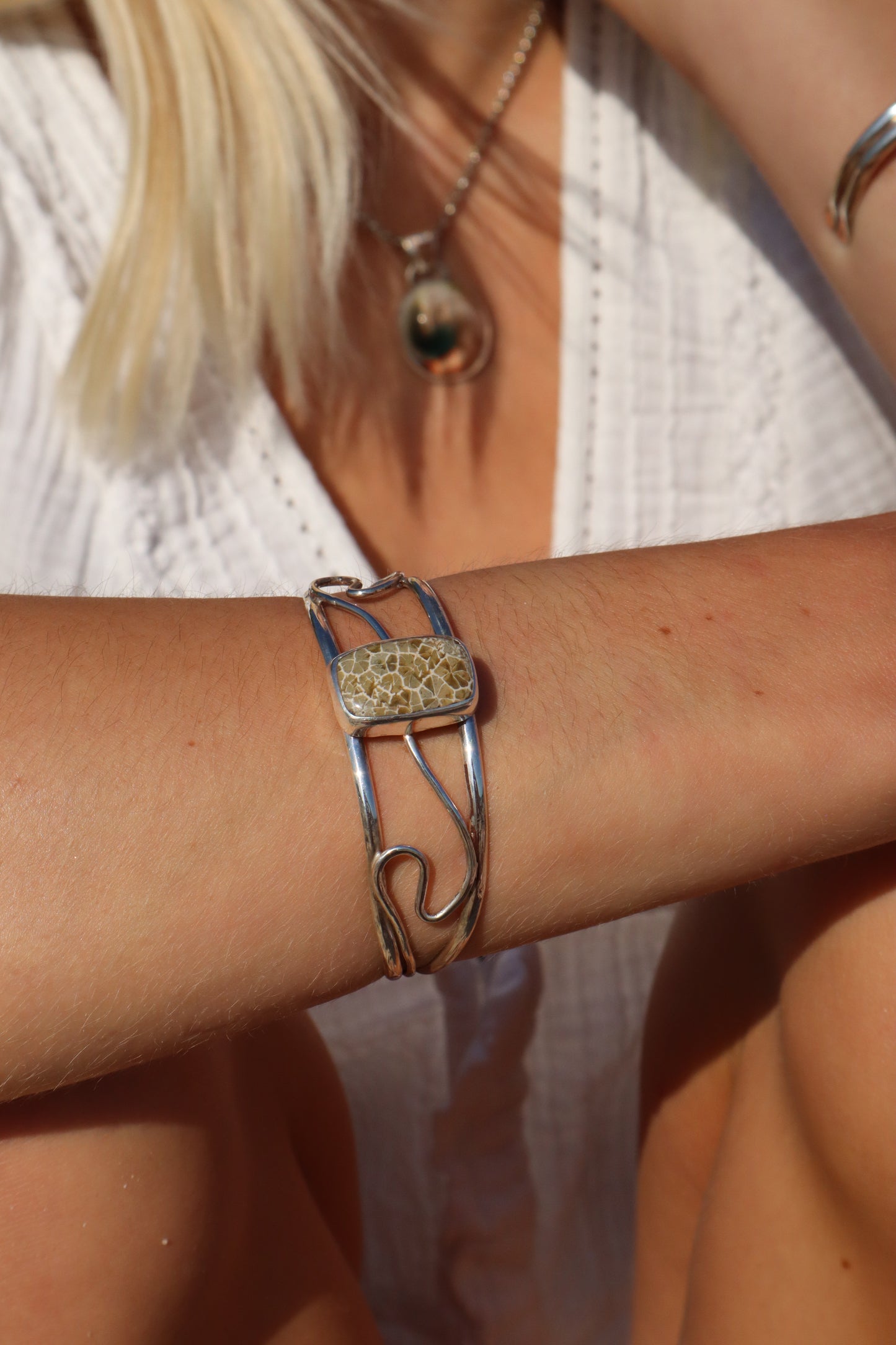 Wavy Fossilised Coral Cuff