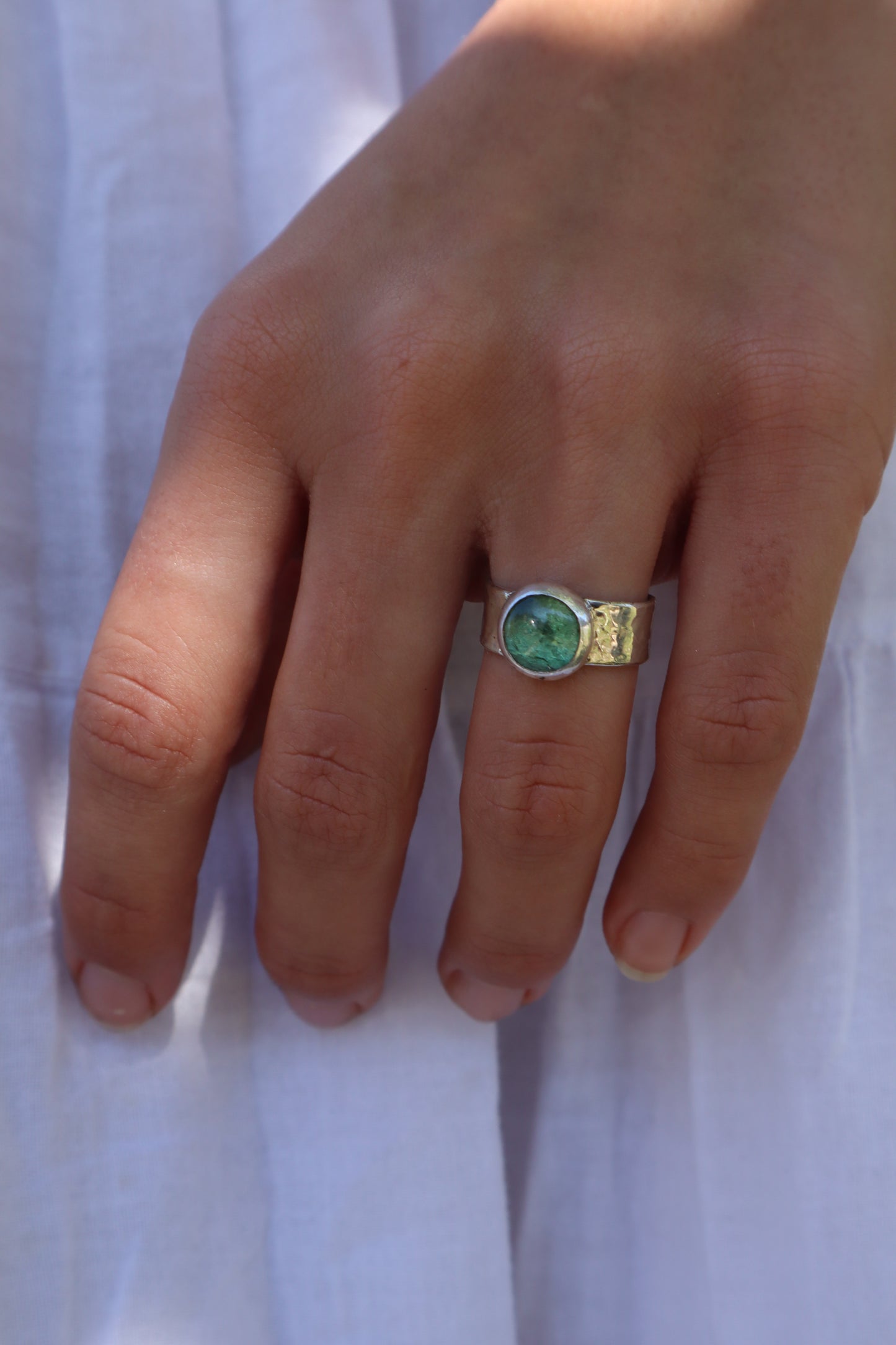 Hammered Kyanite Ring SIZE N - 6 3/4