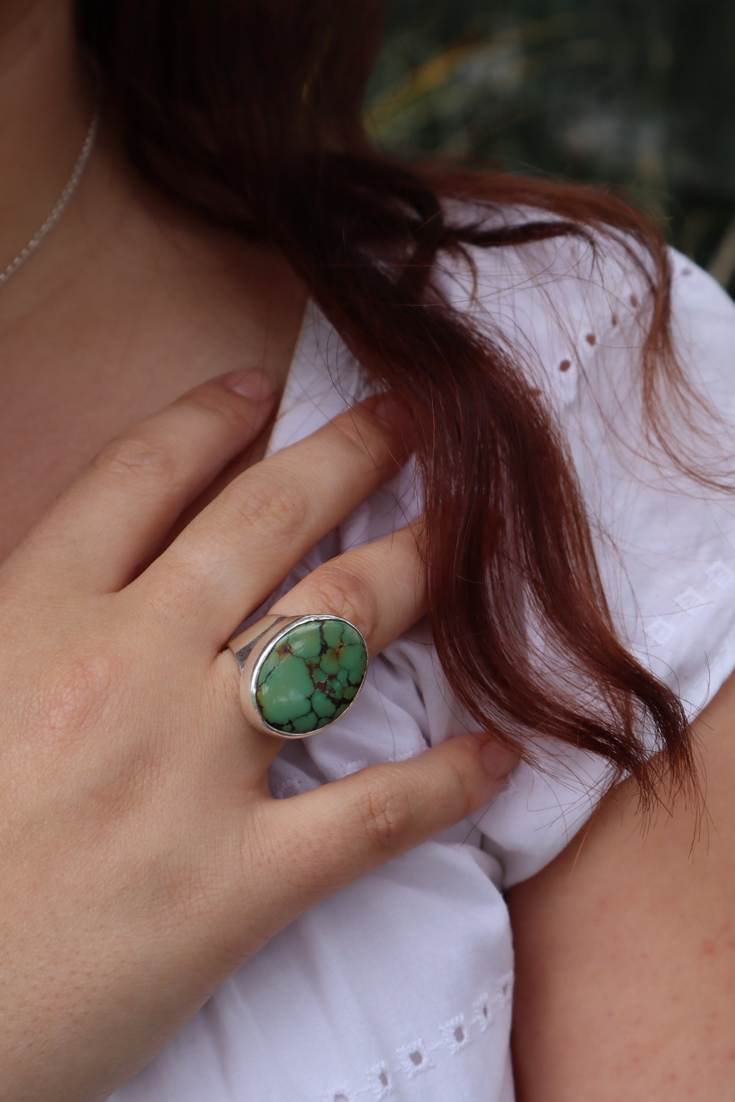 Chunky Turquoise Ring SIZE O - 7 1/4