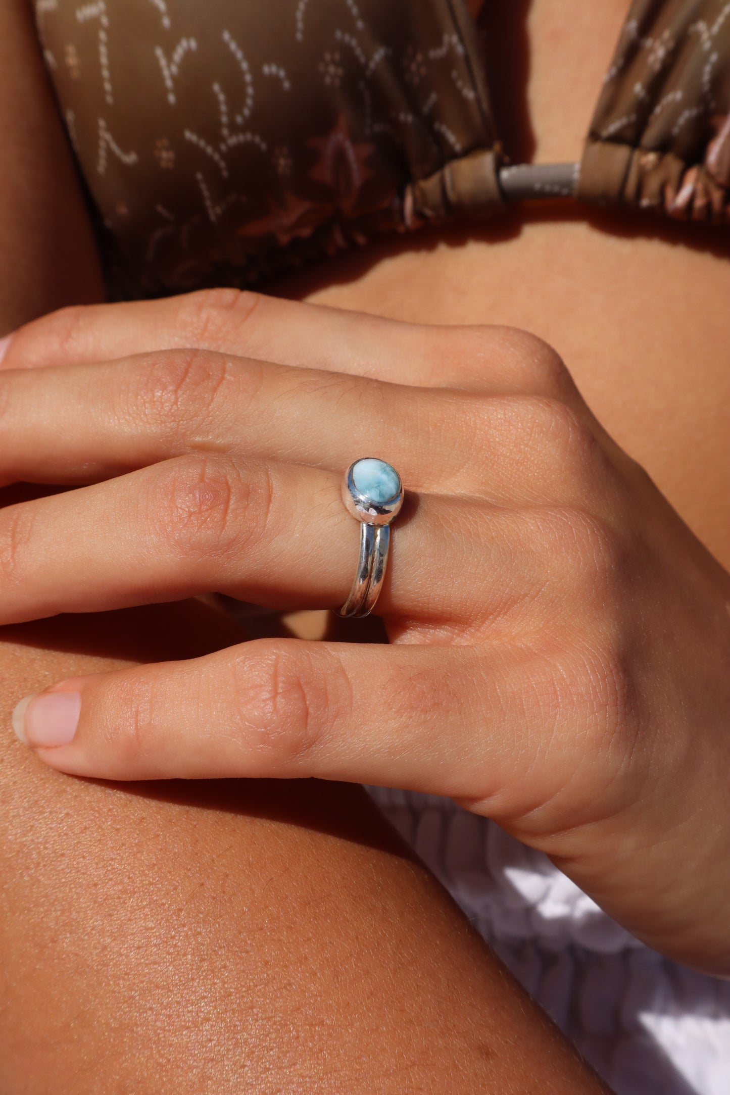 Dainty Larimar Ring SIZE L 1/2 - 6