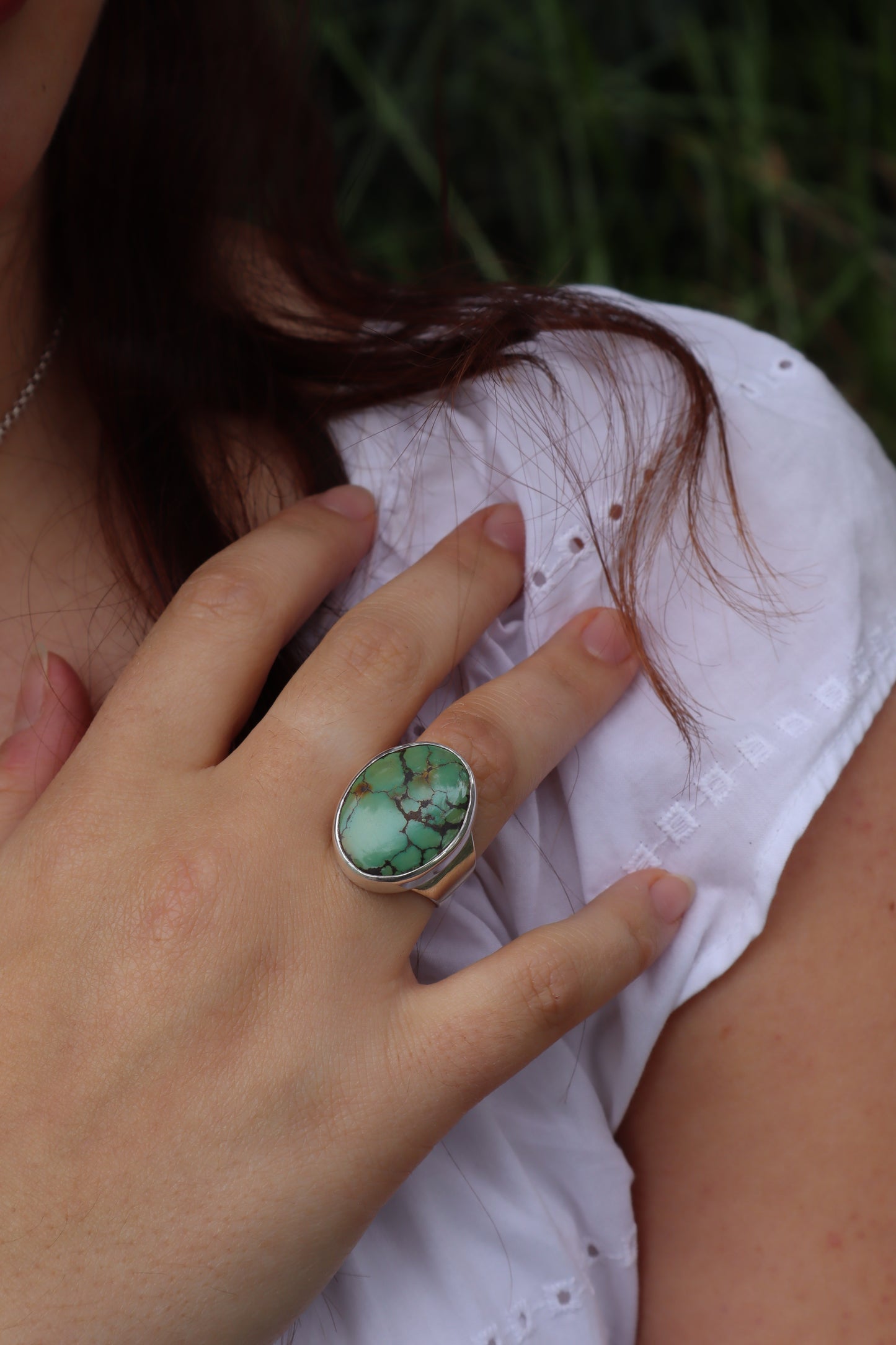 Chunky Turquoise Ring SIZE O - 7 1/4