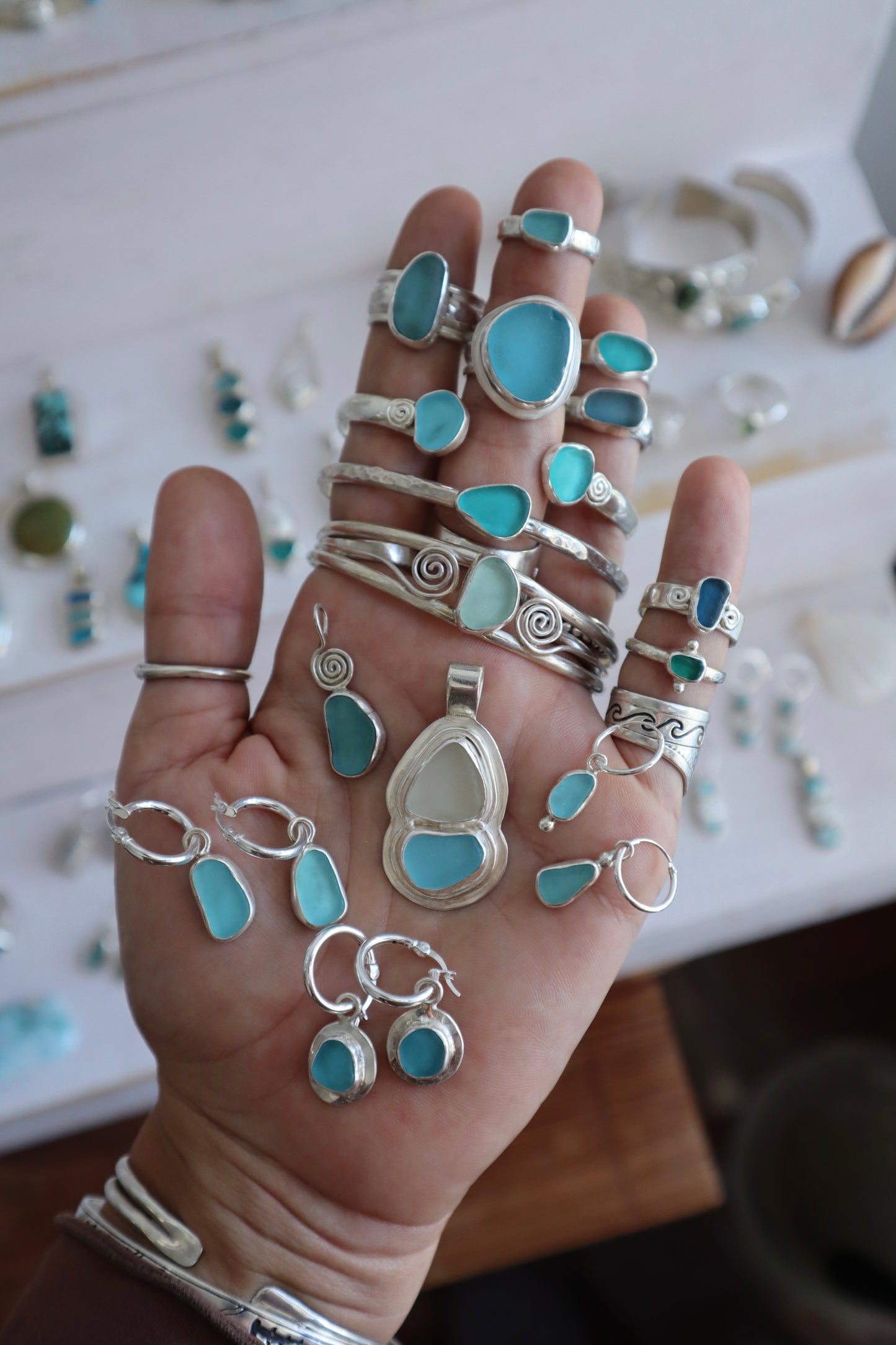 Seaglass Hoops