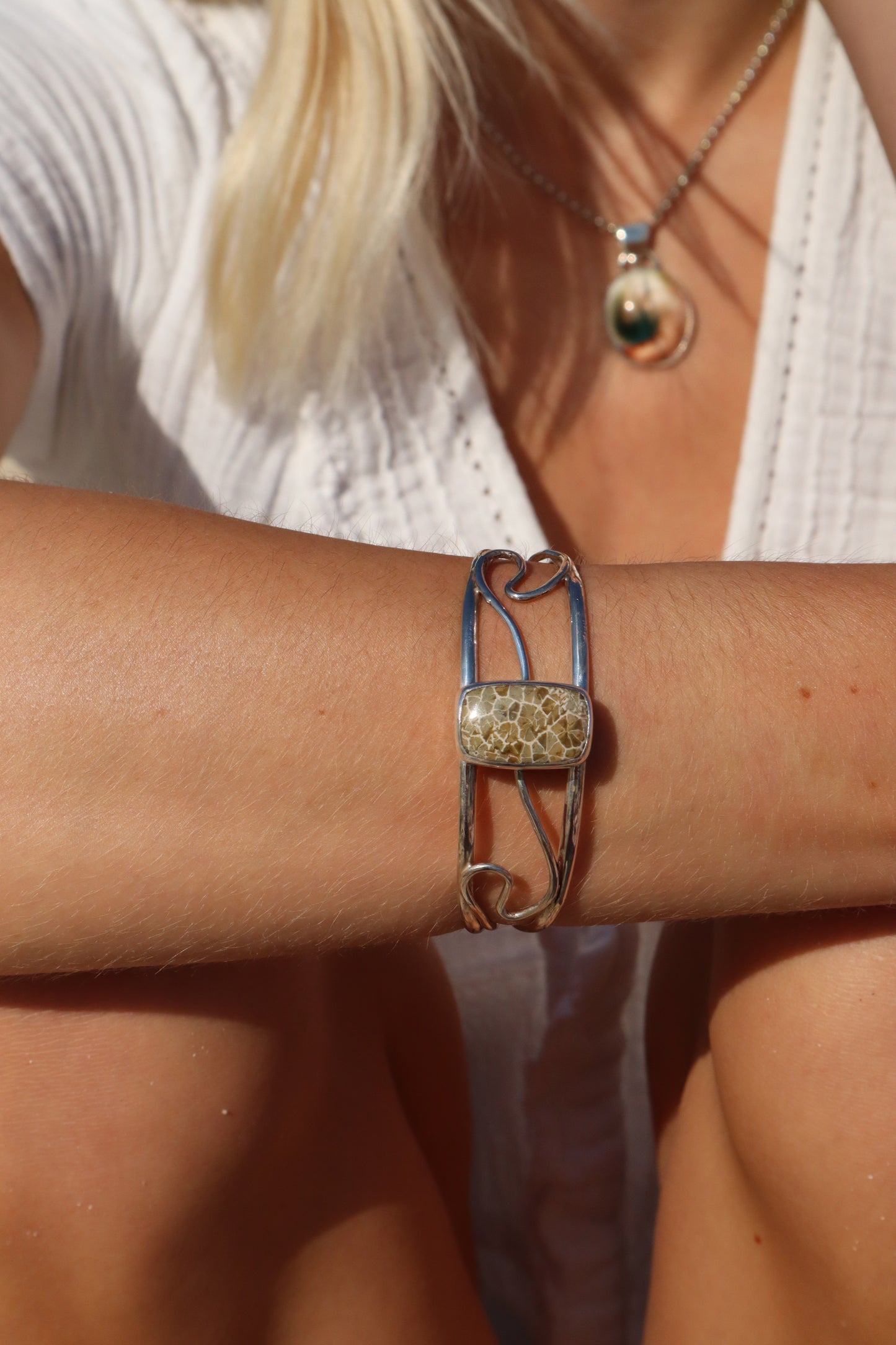 Wavy Fossilised Coral Cuff