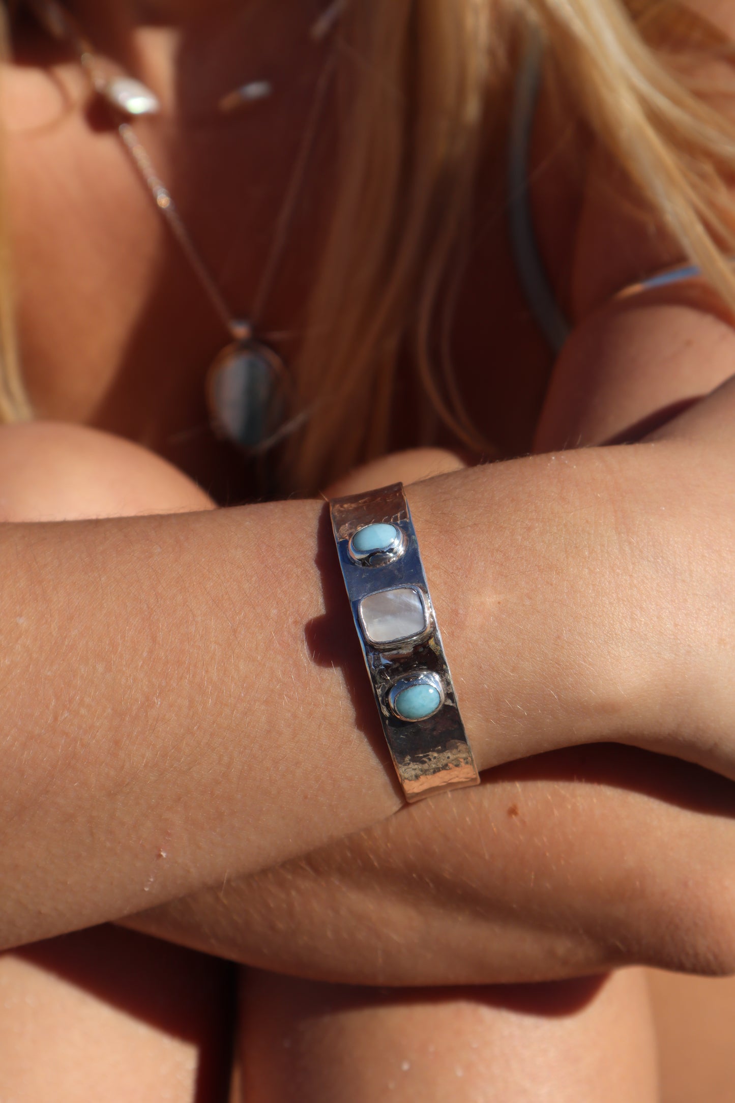 Pearly Larimar Cuff