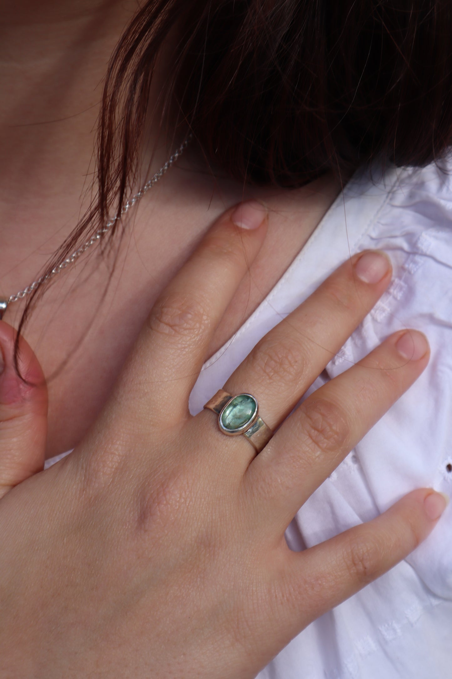 Hammered Kyanite Ring SIZE R - 8 3/4