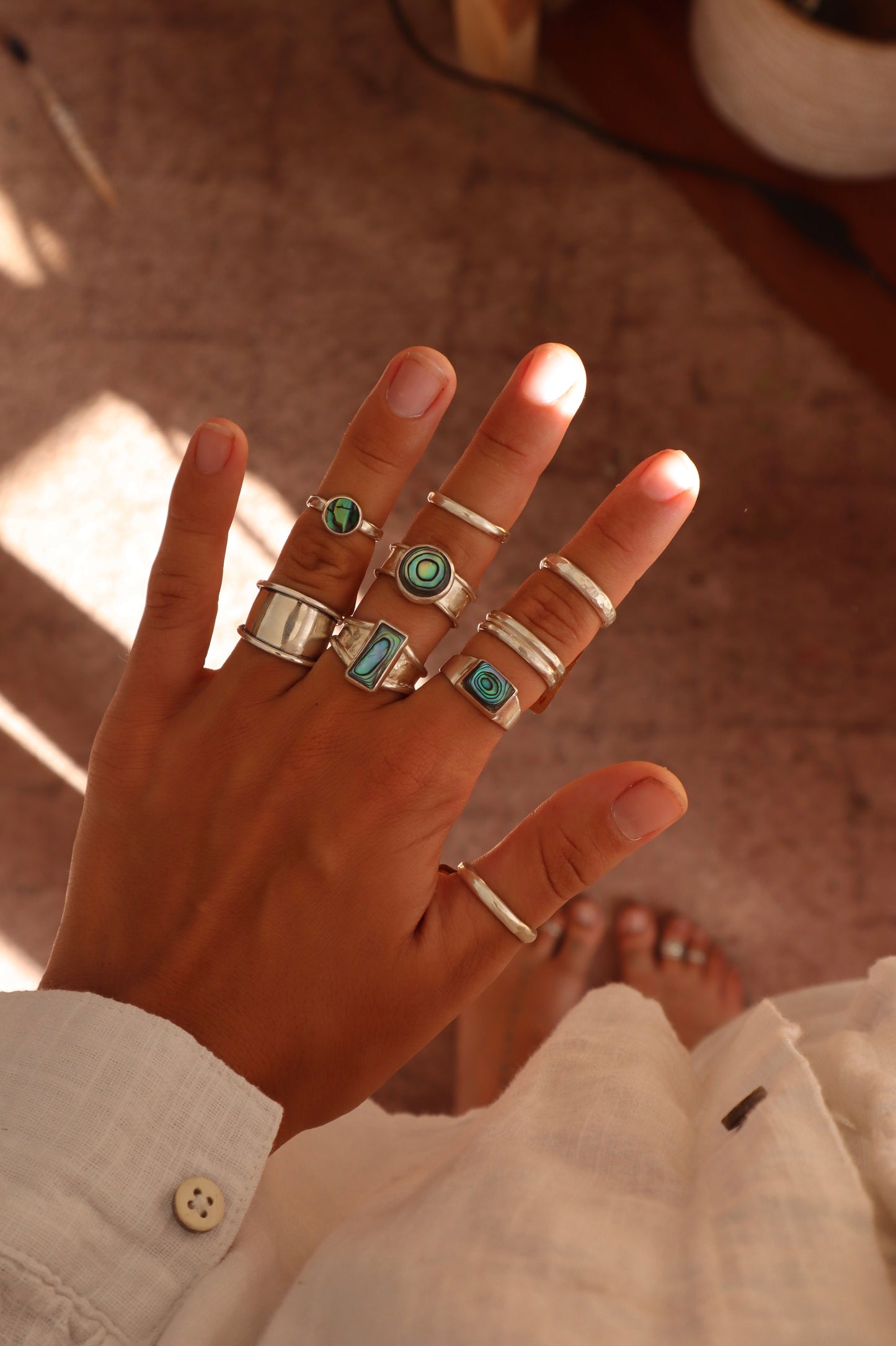 Dainty Abalone Ring SIZE I 1/2 - 4 1/2