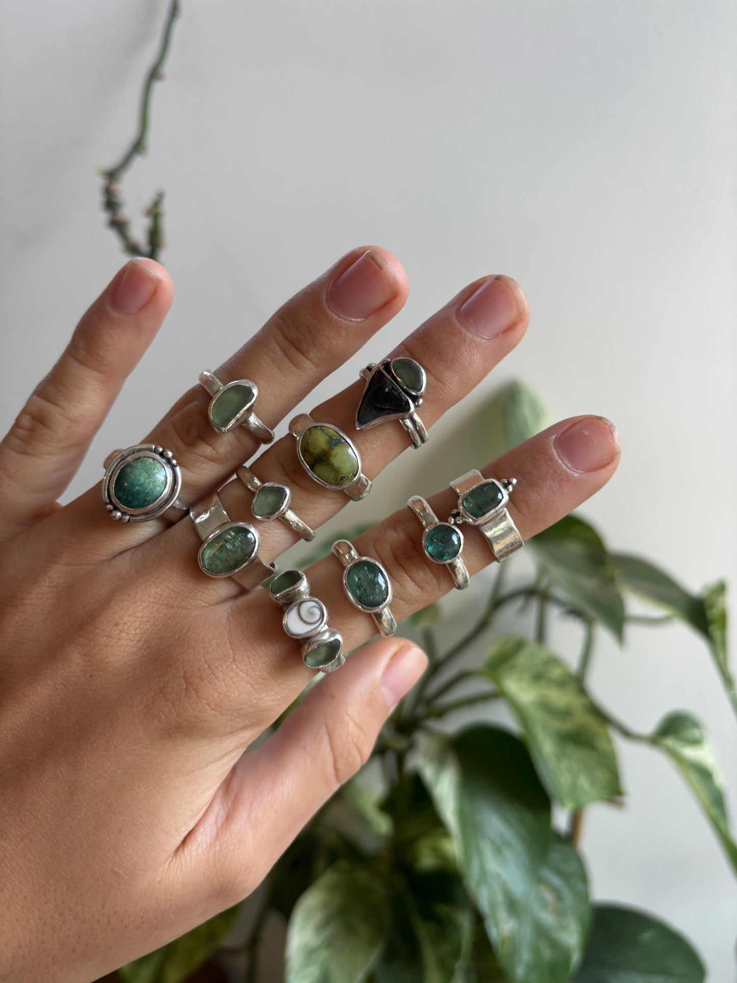 Dainty Green Sea Glass Ring SIZE L - 5 3/4