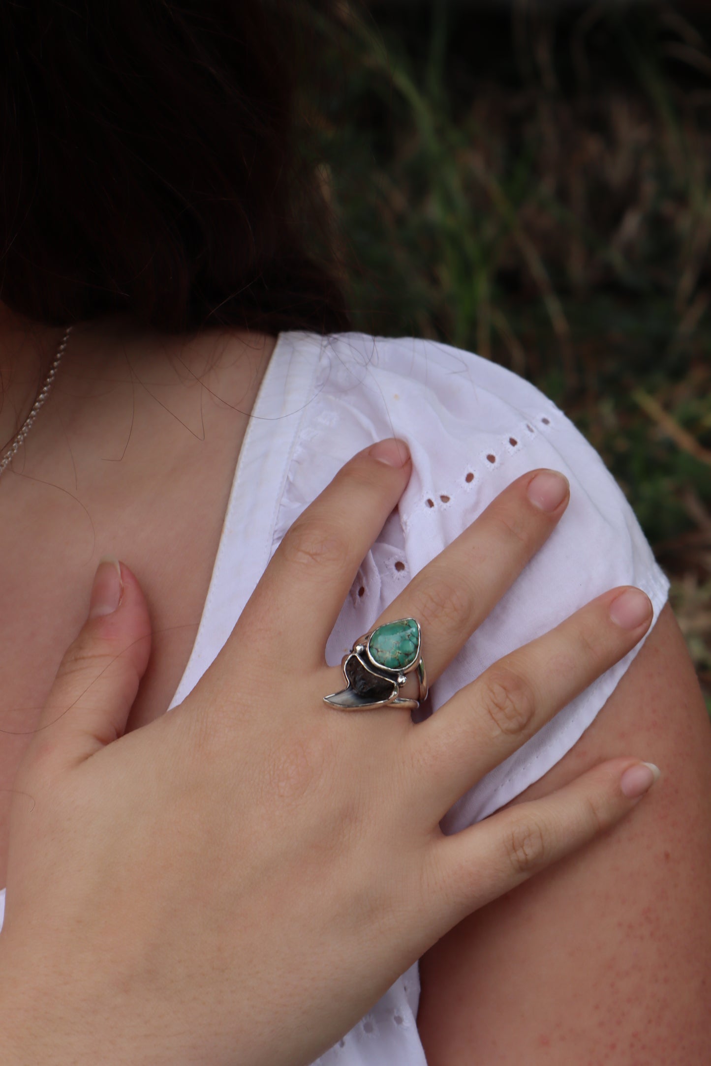Shark Tooth x Turquoise Ring SIZE O 1/2 - 7 1/2