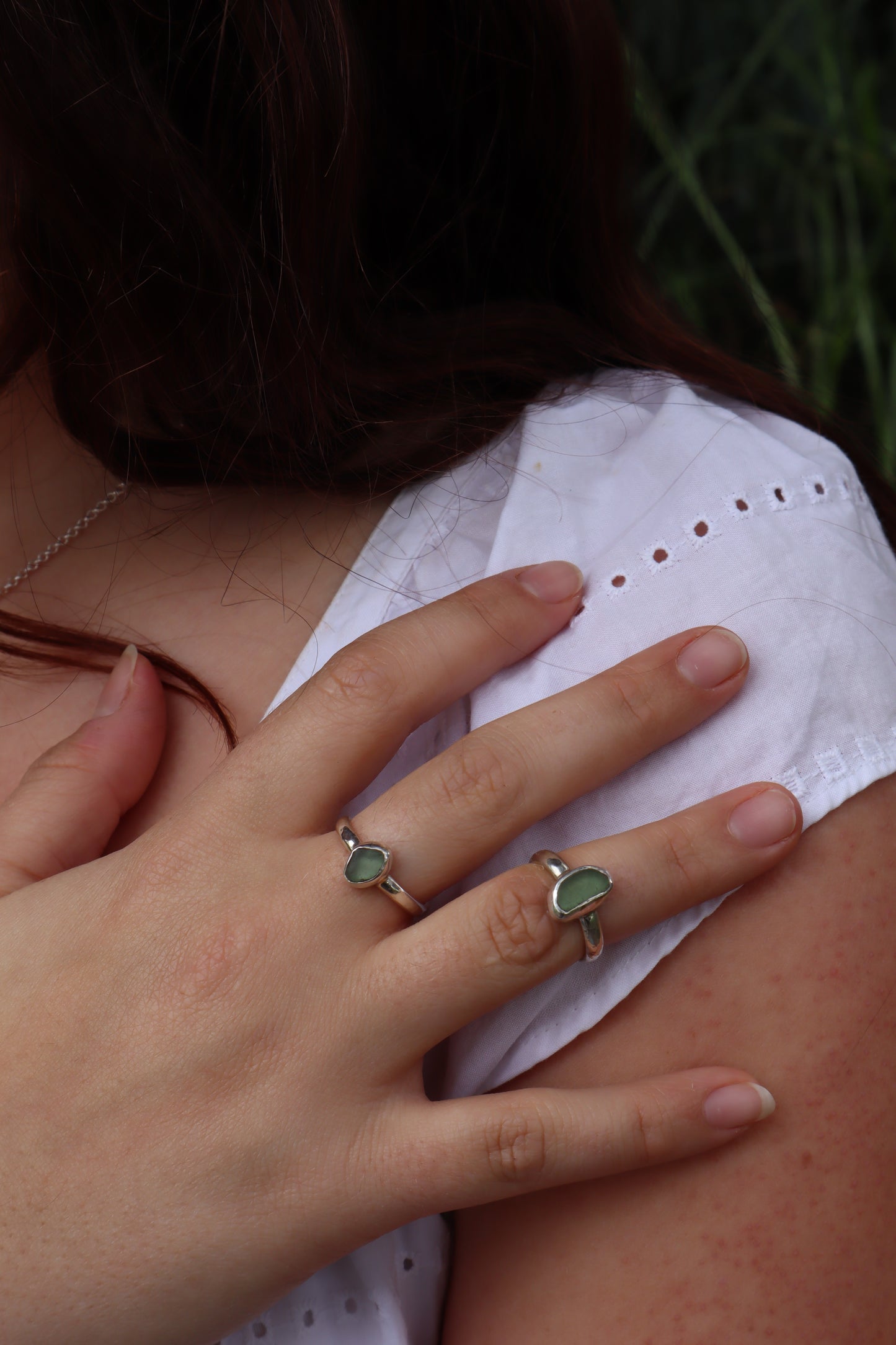 Dainty Green Sea Glass Ring SIZE L - 5 3/4