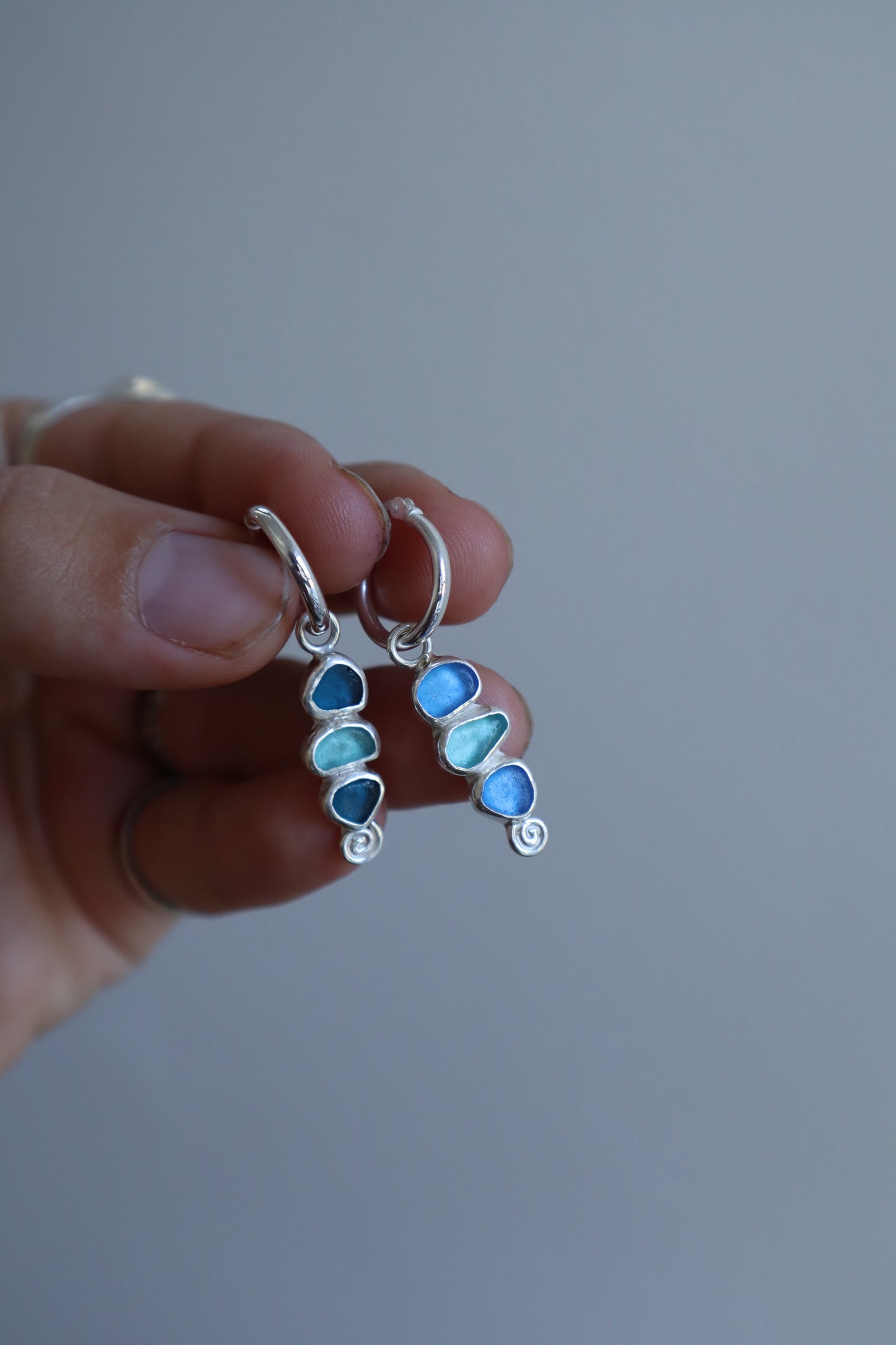 Spiral Seaglass Hoops