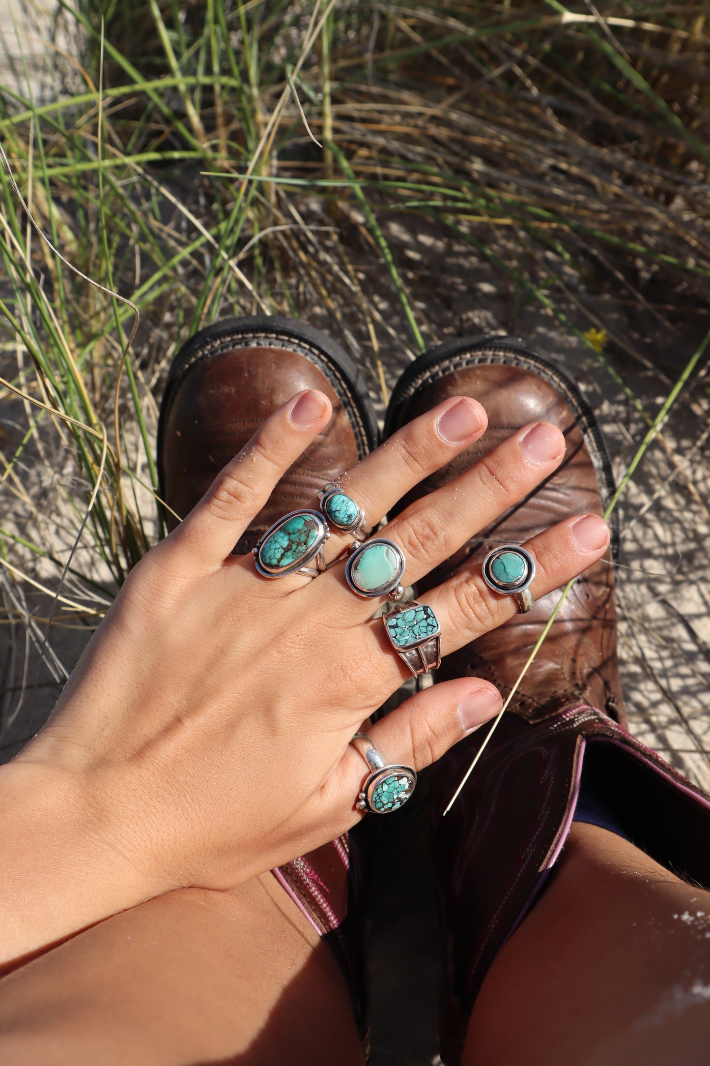 Chunky Turquoise Ring SIZE L - 5 3/4