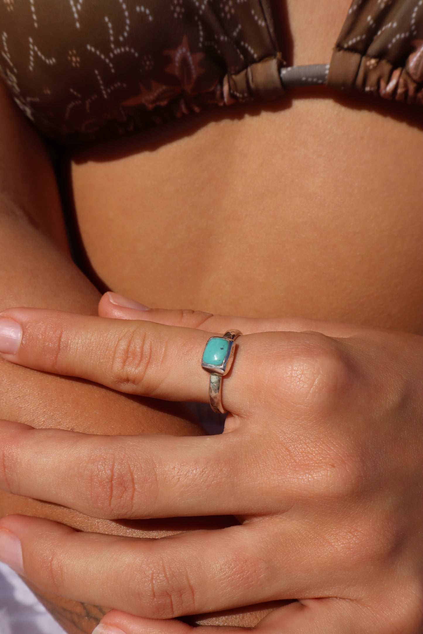 Dainty Turquoise Ring SIZE Q - 8 1/4