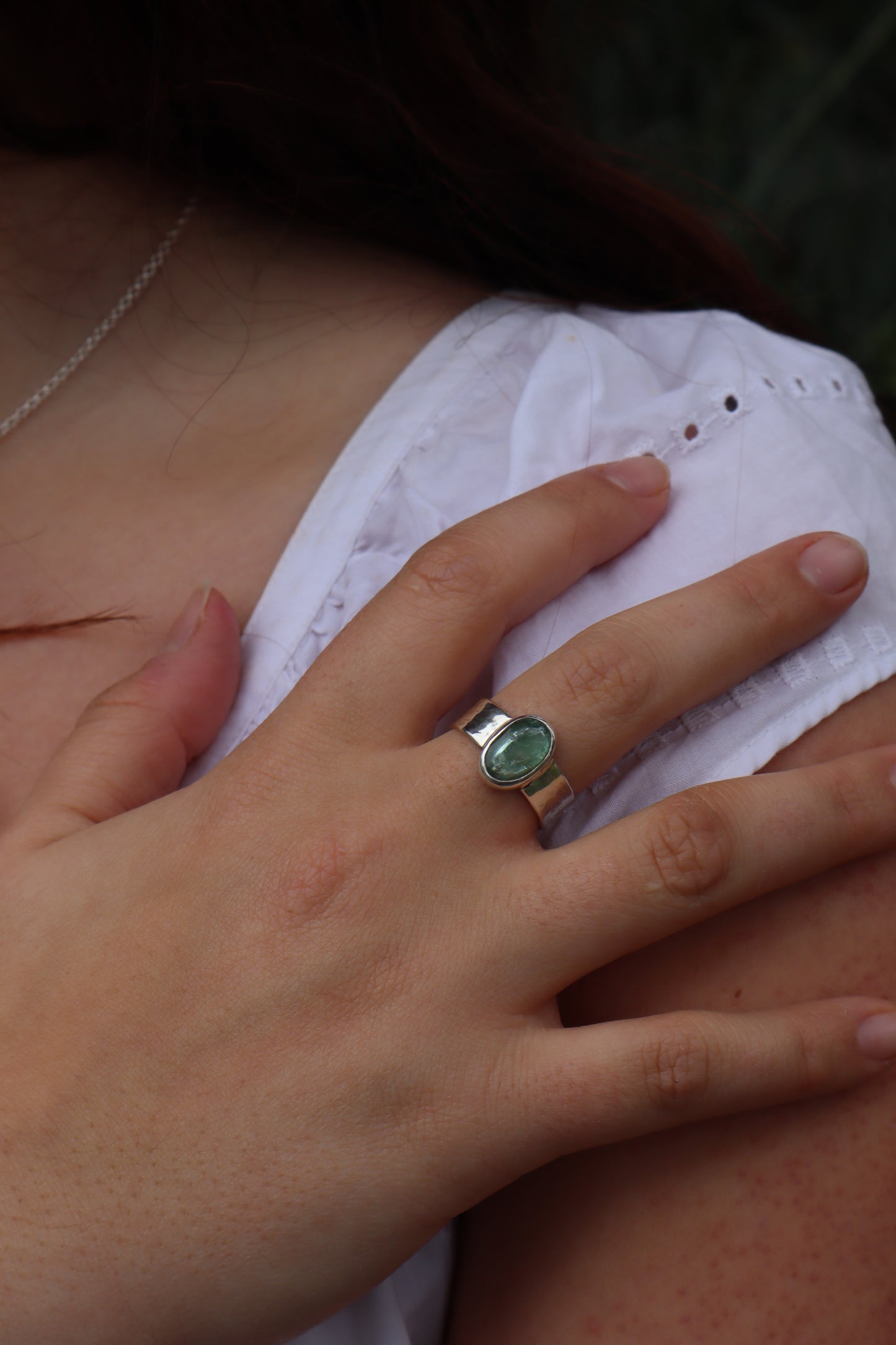Hammered Kyanite Ring SIZE R - 8 3/4