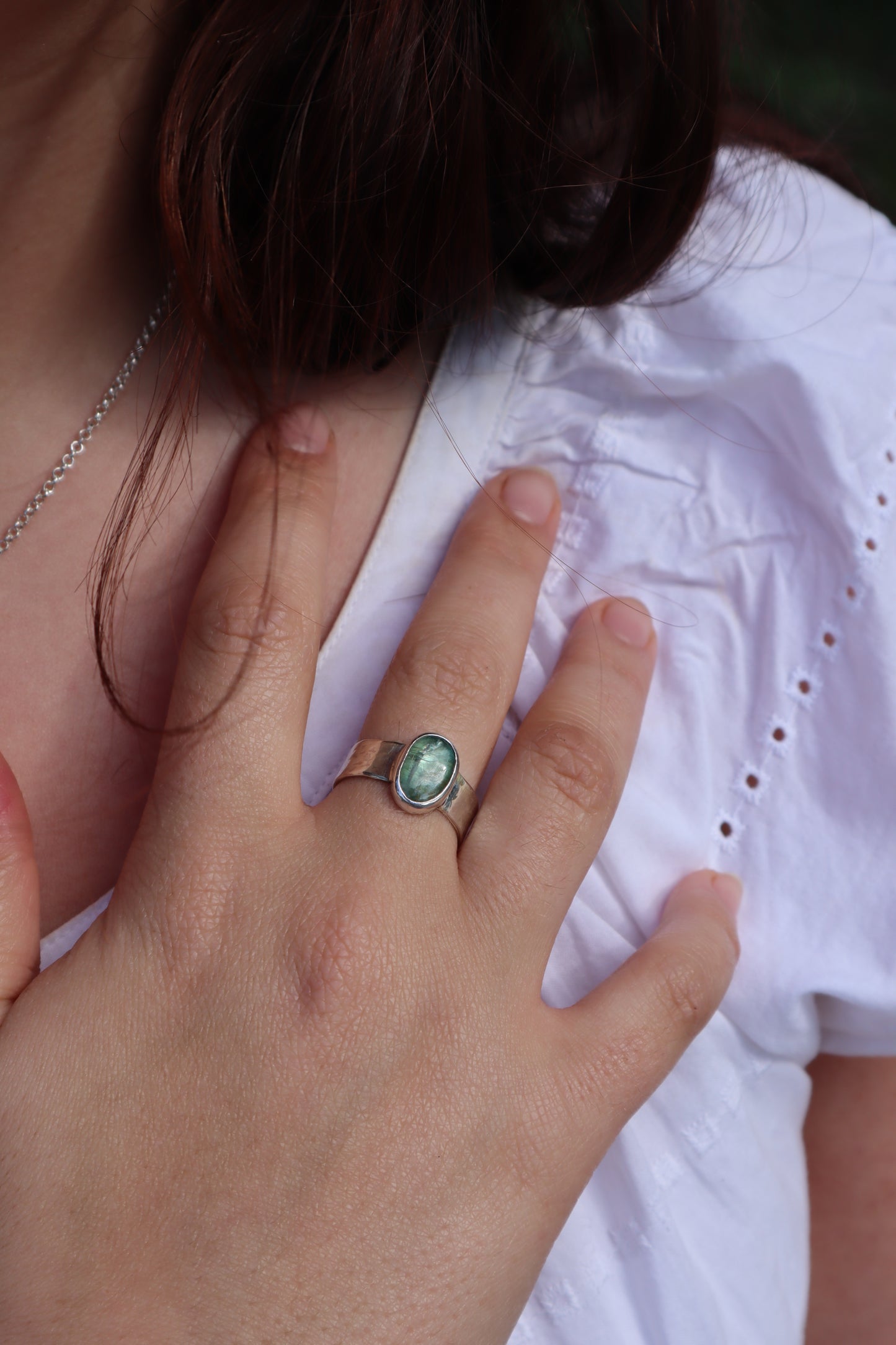 Hammered Kyanite Ring SIZE R - 8 3/4