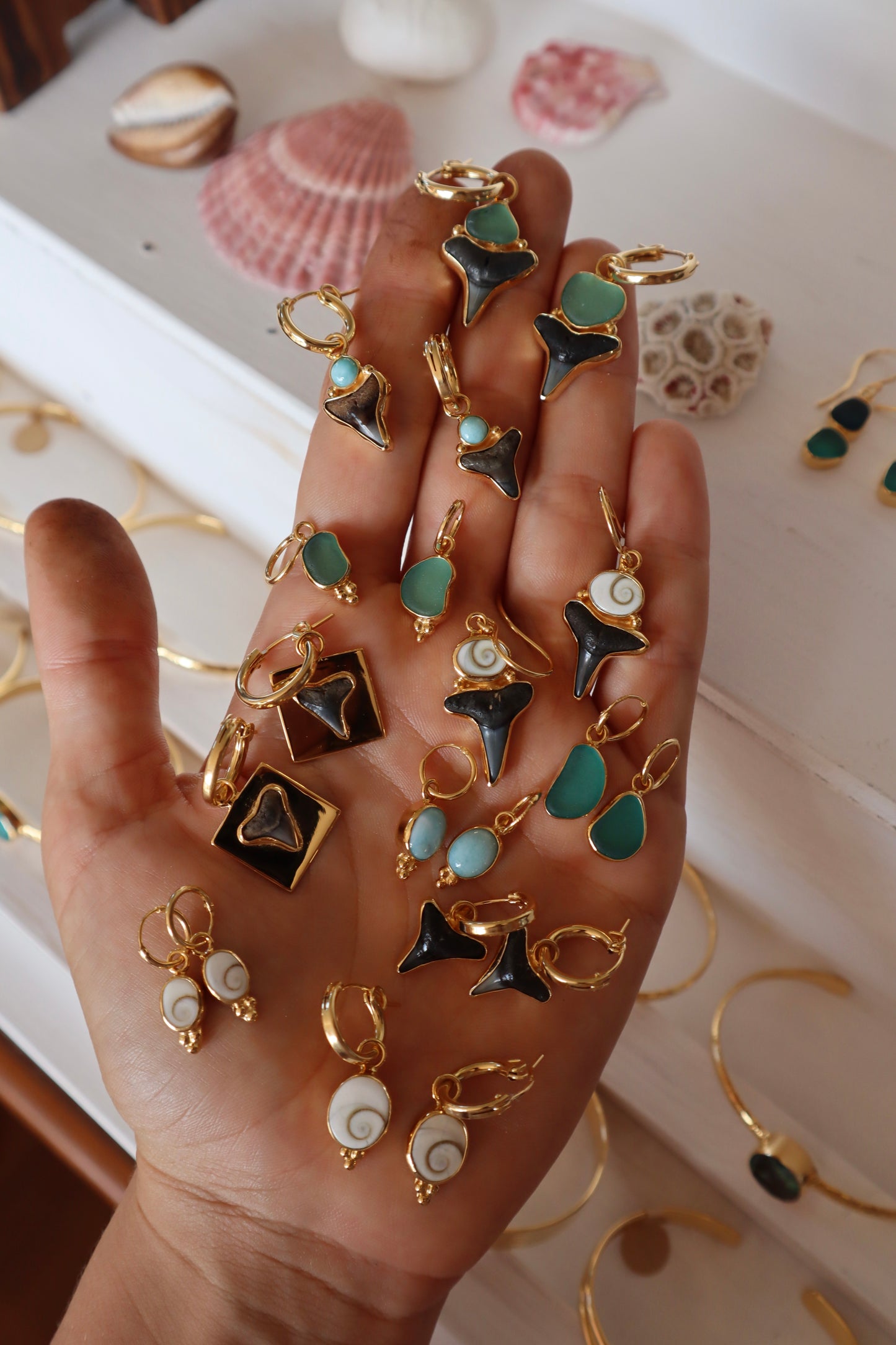 Shark Tooth Frame Earrings