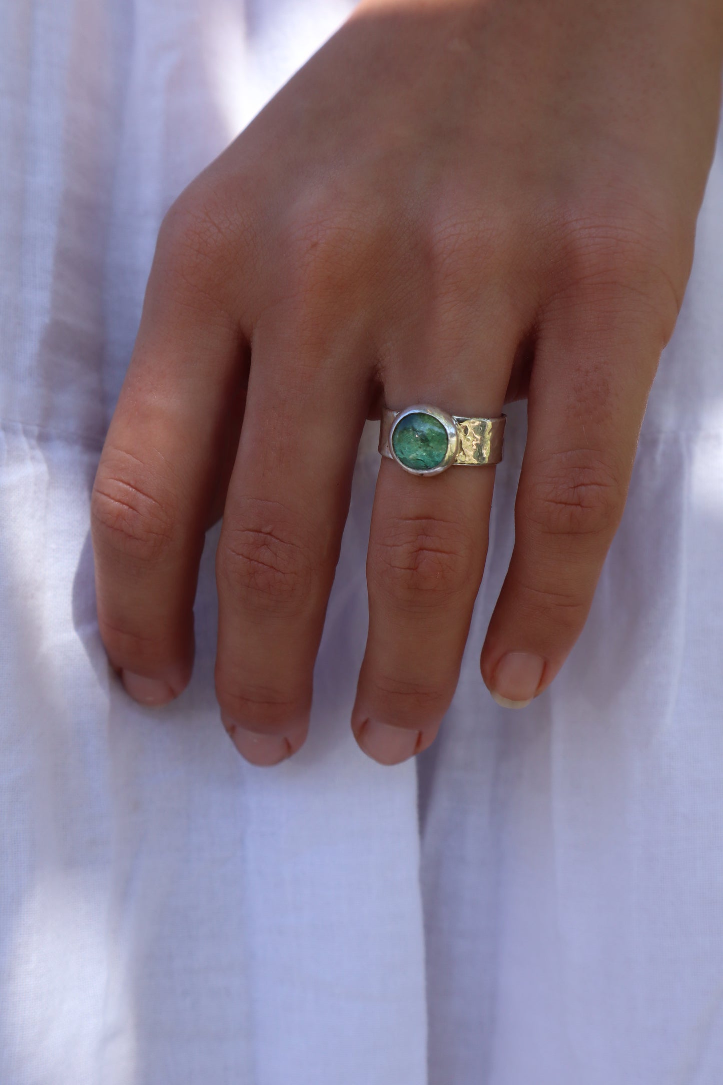Hammered Kyanite Ring SIZE N - 6 3/4