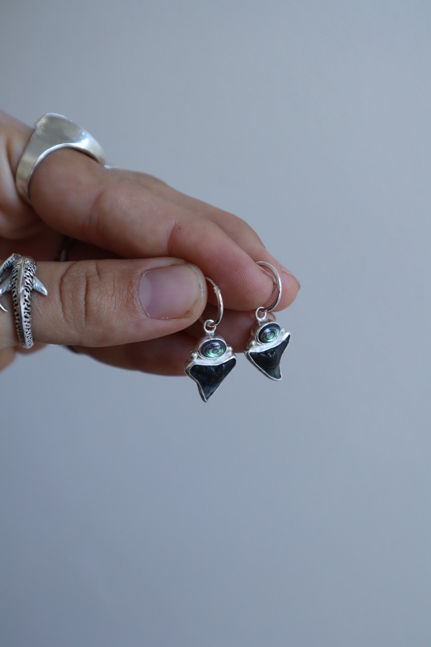 Shark Tooth x Abalone Hoops