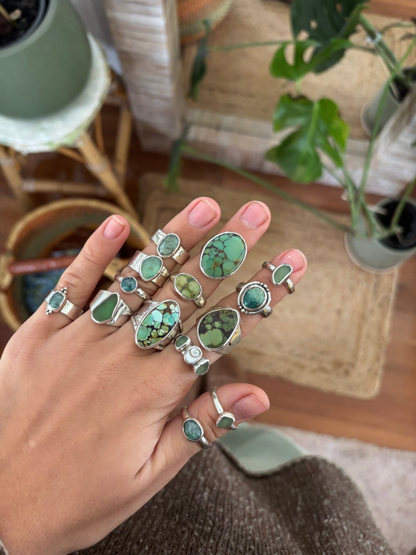 Chunky Turquoise Ring SIZE O - 7 1/4