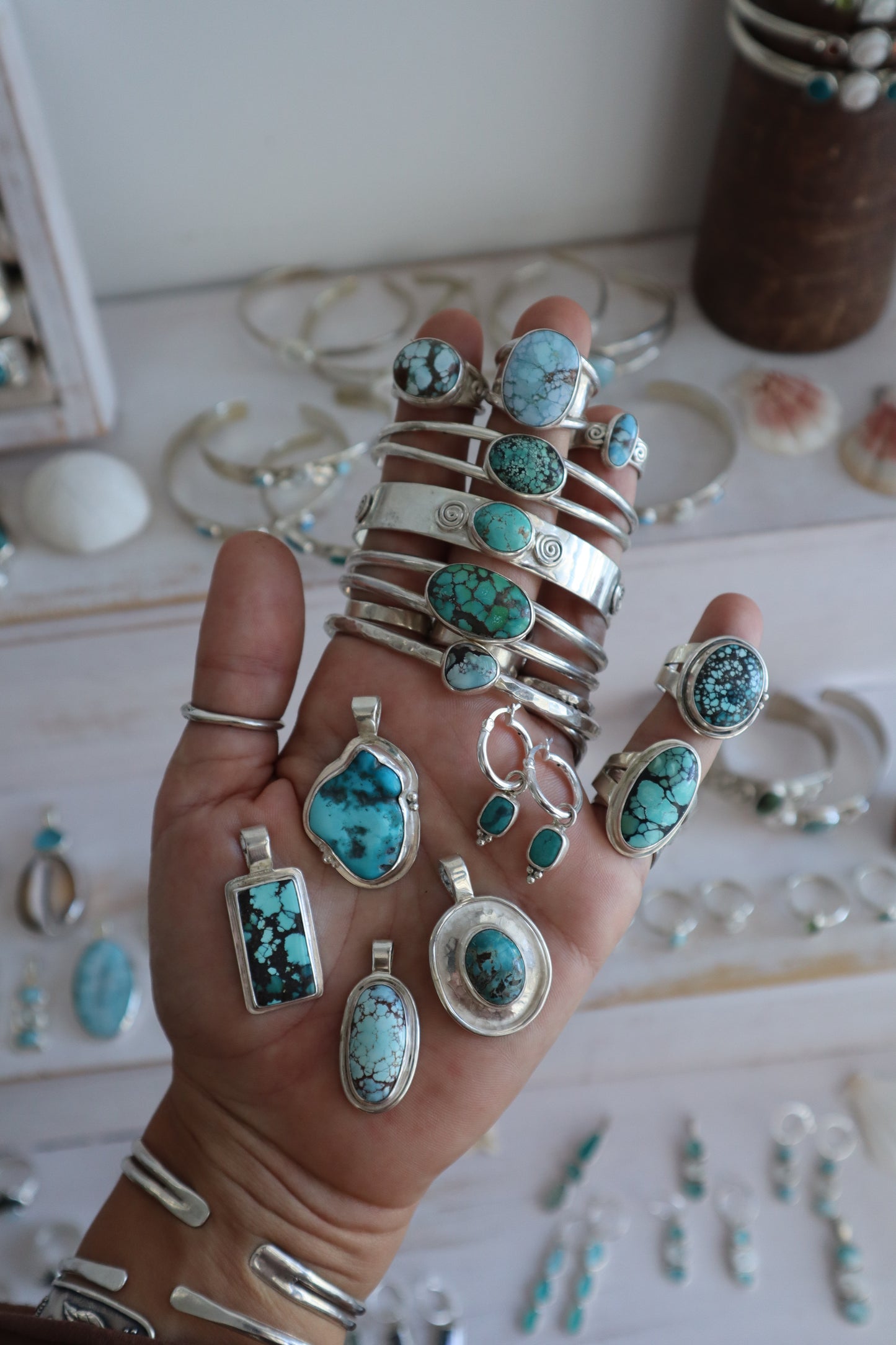 Spiral Turquoise Ring SIZE M - 6 1/4