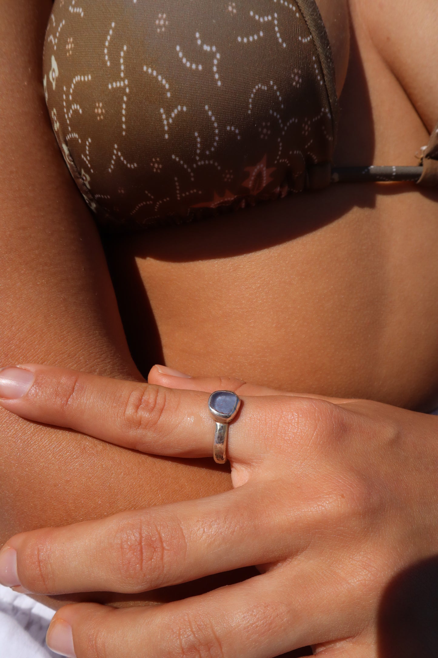 Dainty Purple Sea Glass Ring SIZE 0 1/2 - 7 1/2