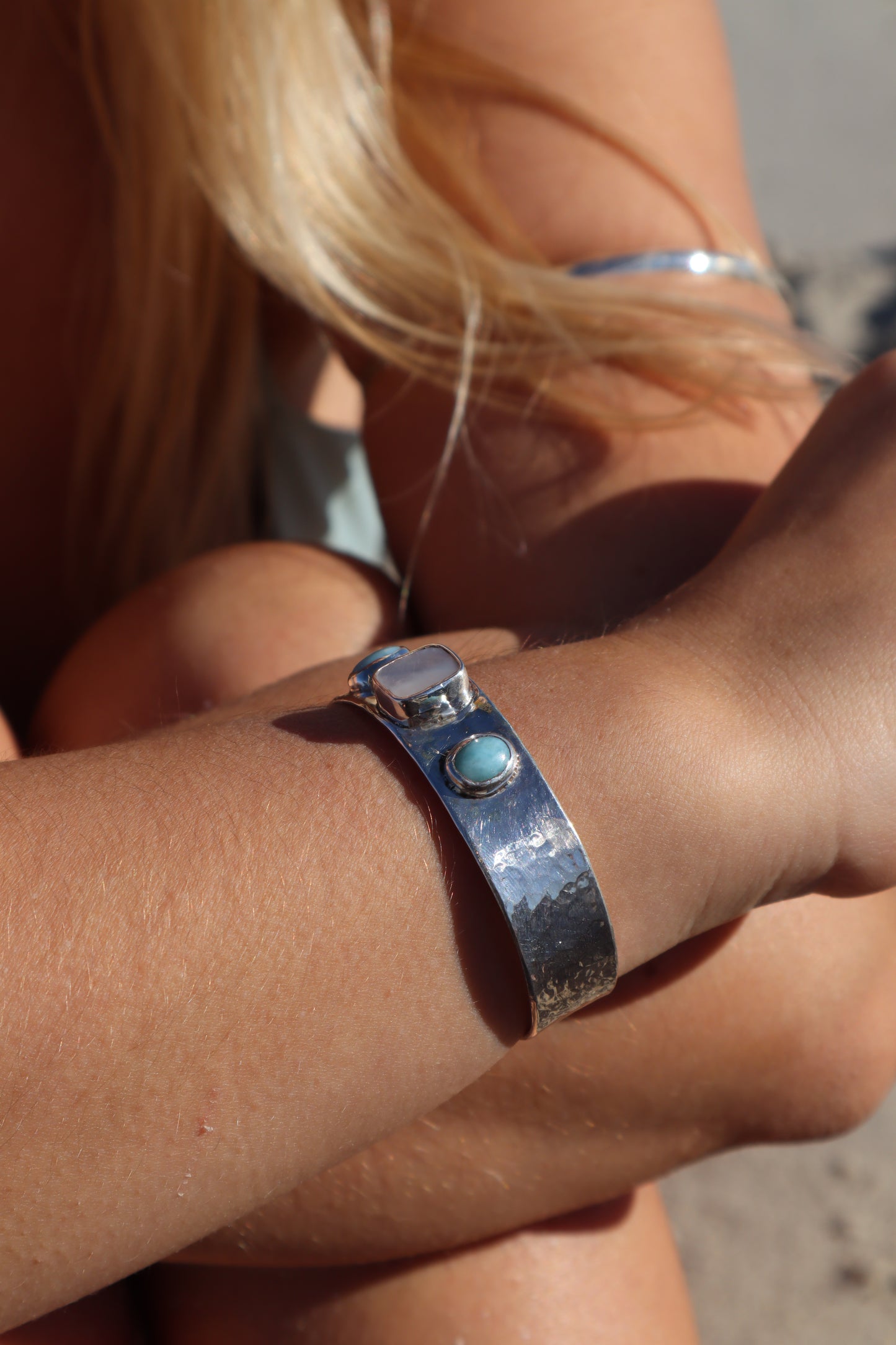 Pearly Larimar Cuff