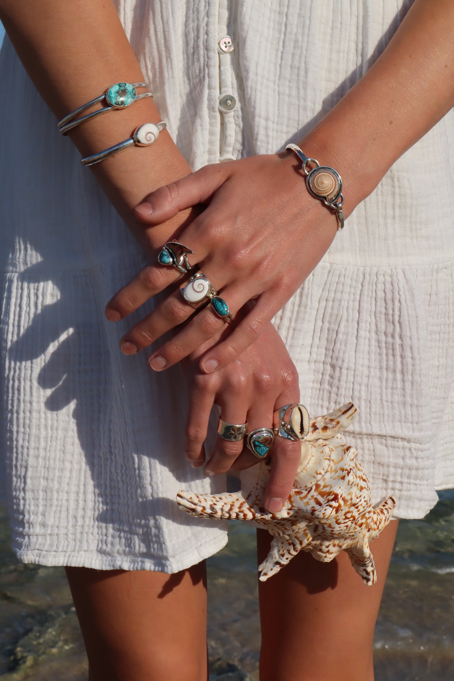 Shark Tooth x Turquoise Ring SIZE P 1/2 - 8