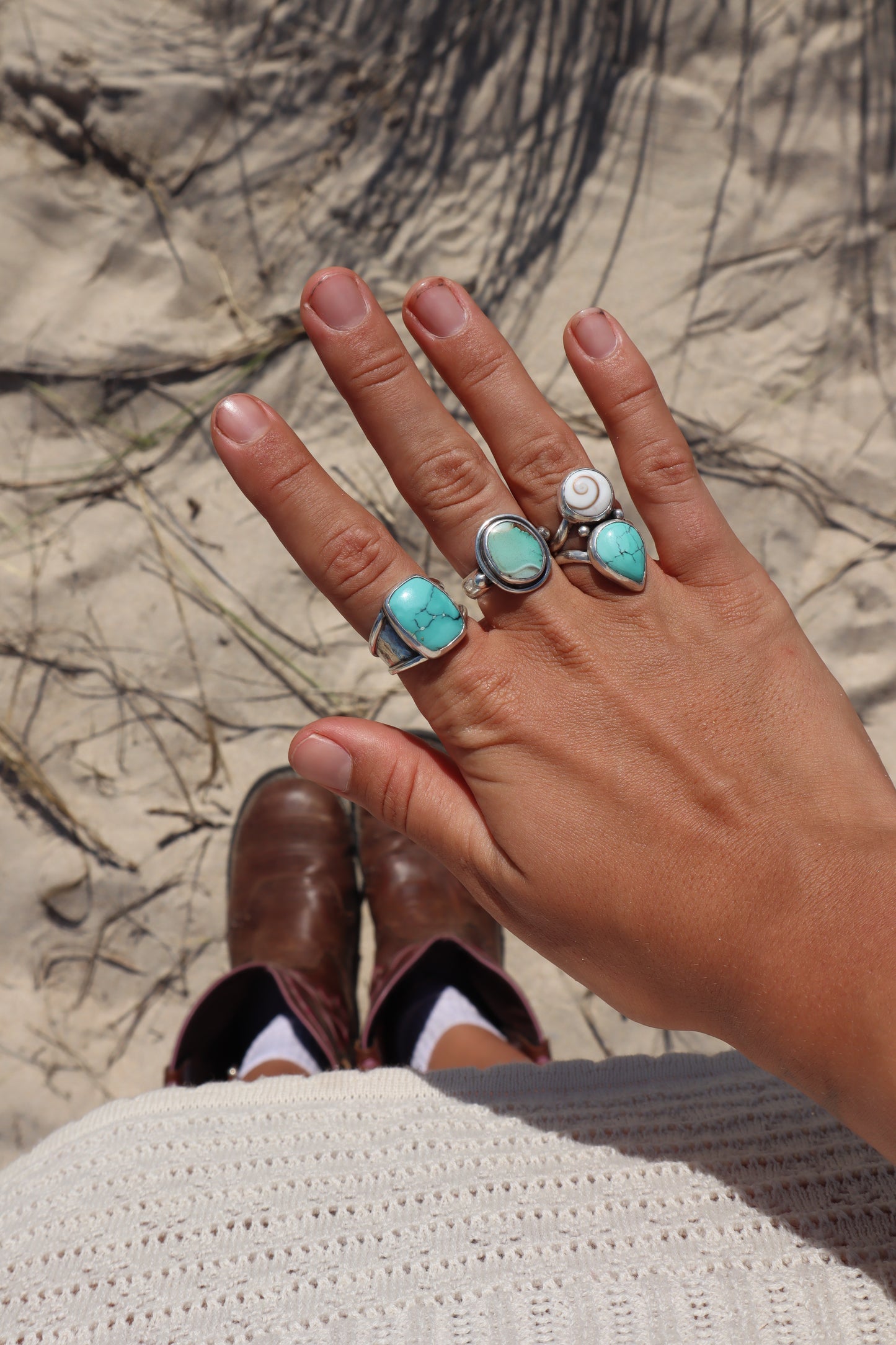 Chunky Turquoise Ring SIZE S 1/2 - 9 1/2