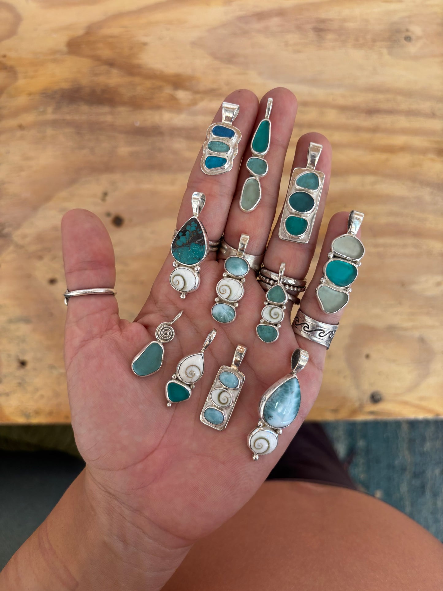 Triple Seaglass Pendant
