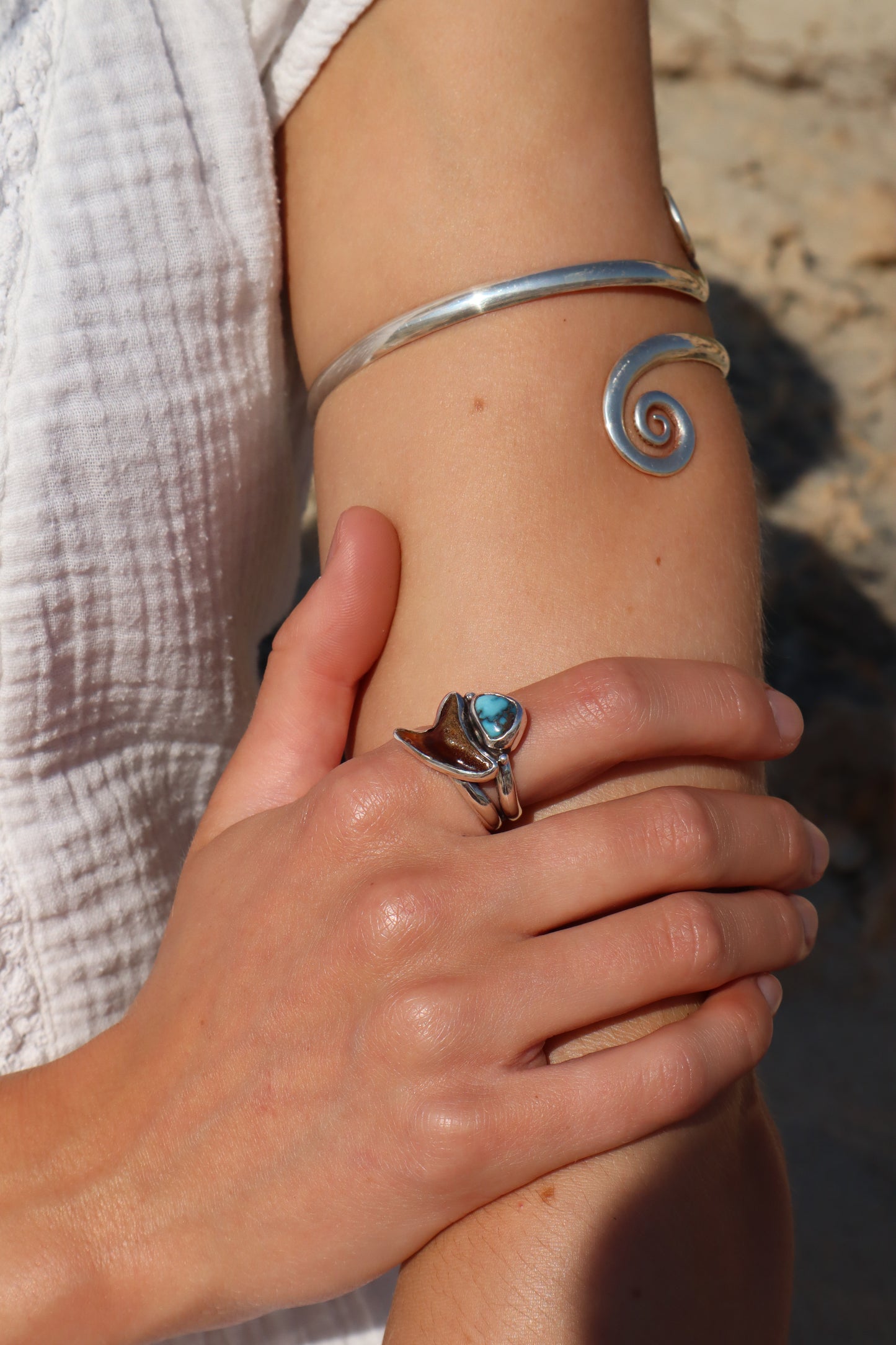 Shark Tooth x Turquoise Ring SIZE P 1/2 - 8