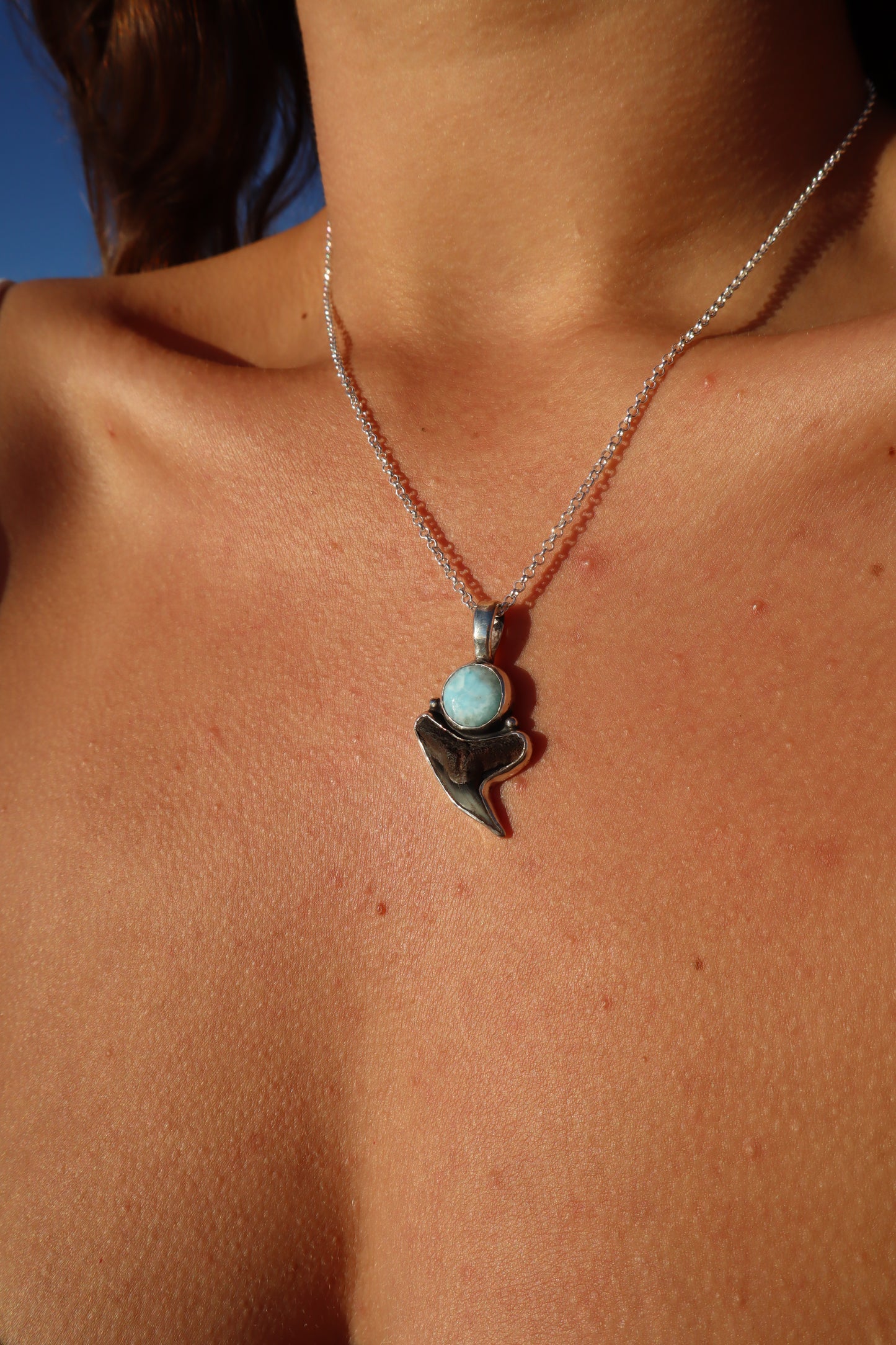 Larimar x Shark Tooth Pendant