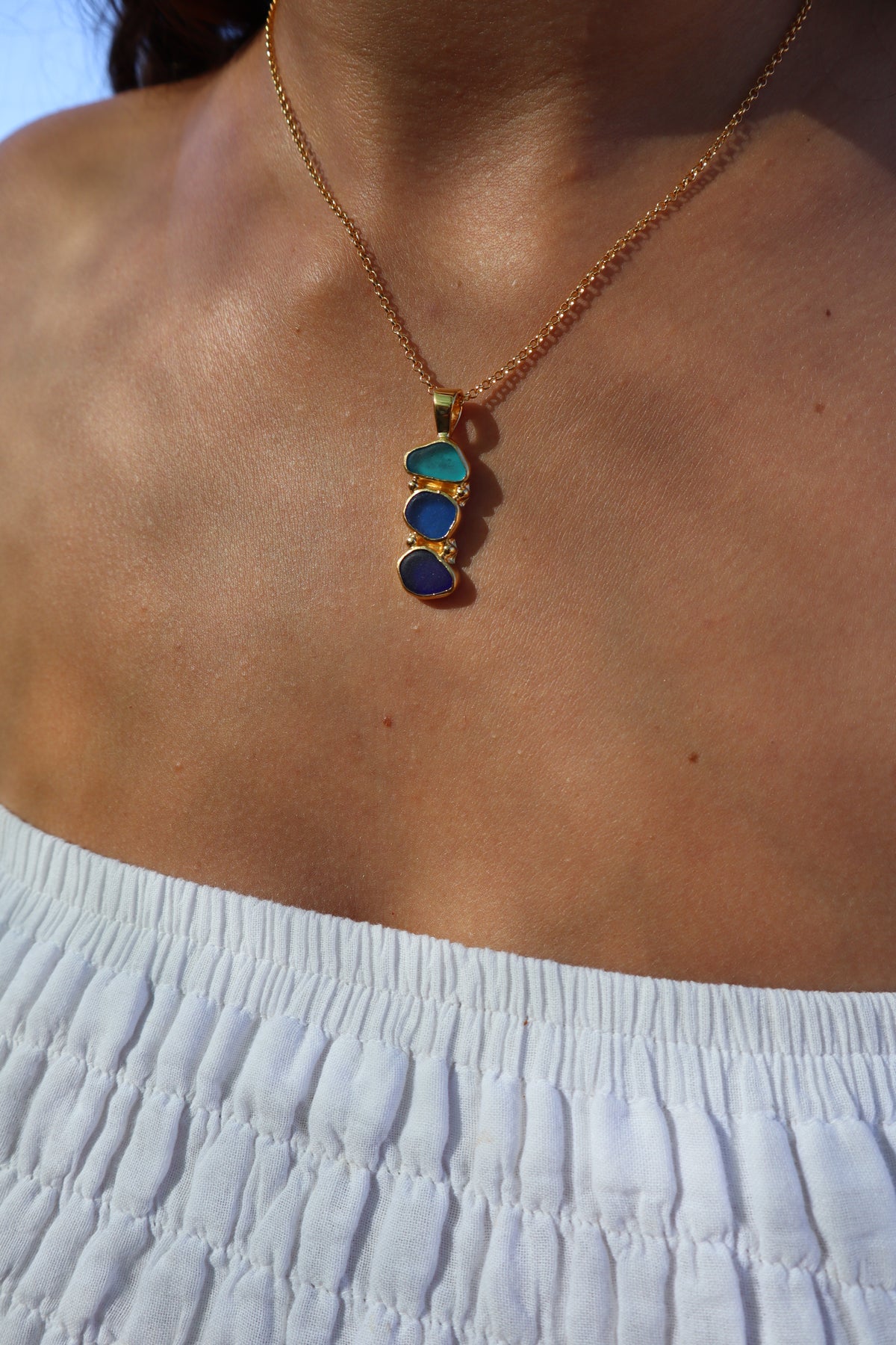 Triple Seaglass Pendant
