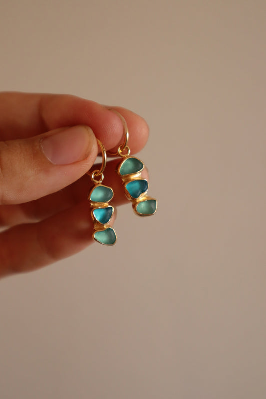 Triple Seaglass Earrings