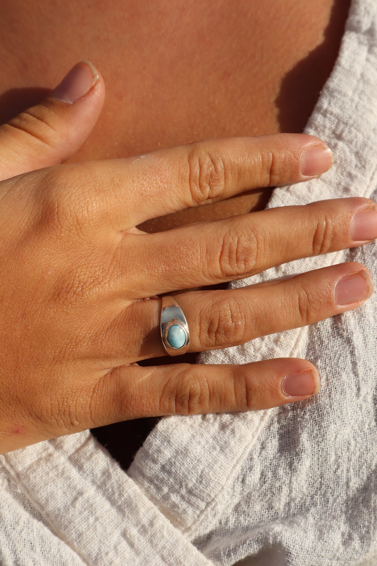 Larimar Signet Ring SIZE N - 6 3/4