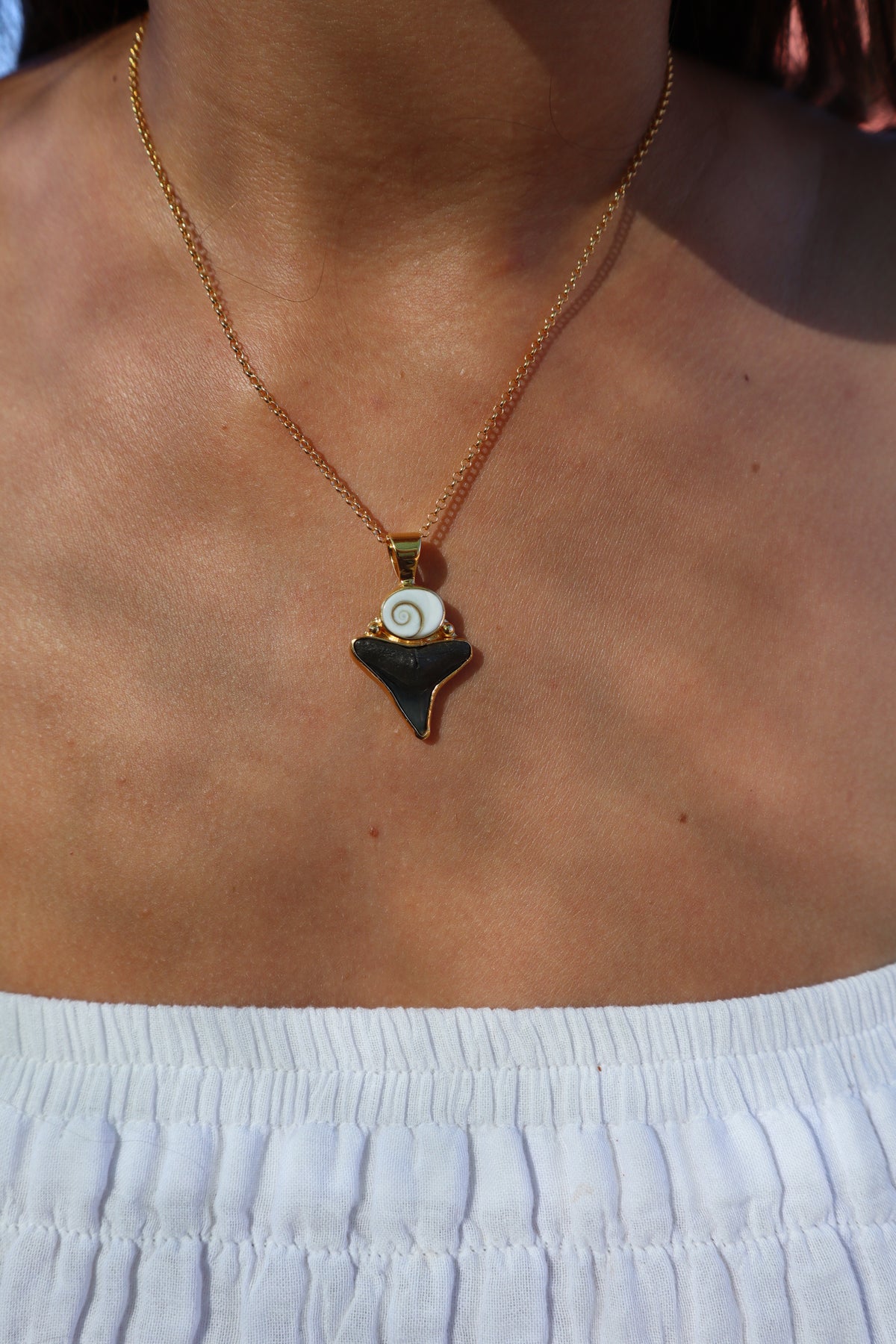 Operculum x Fossilised Shark Tooth Pendant