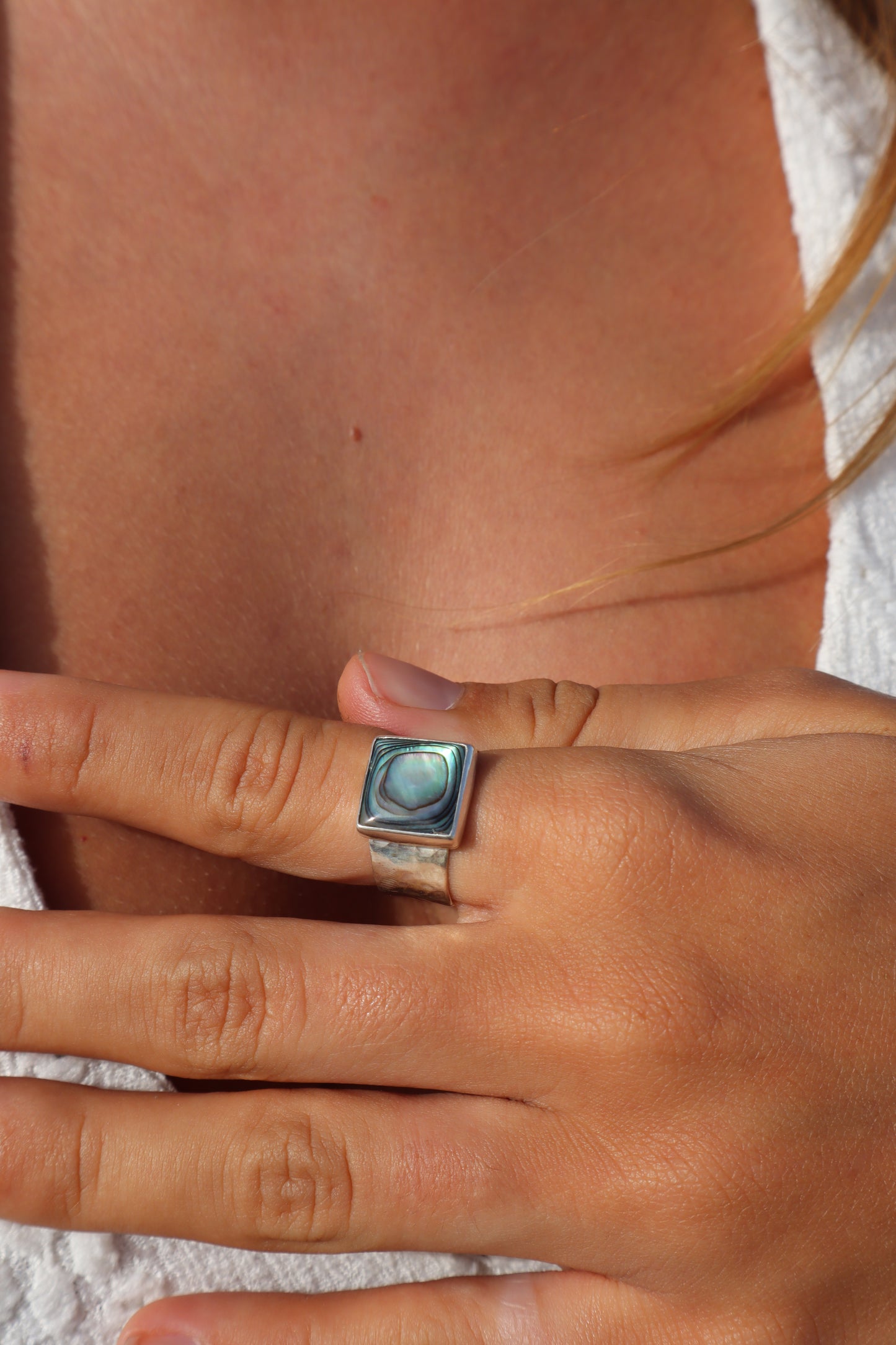 Textured Abalone Ring SIZE P - 7 3/4