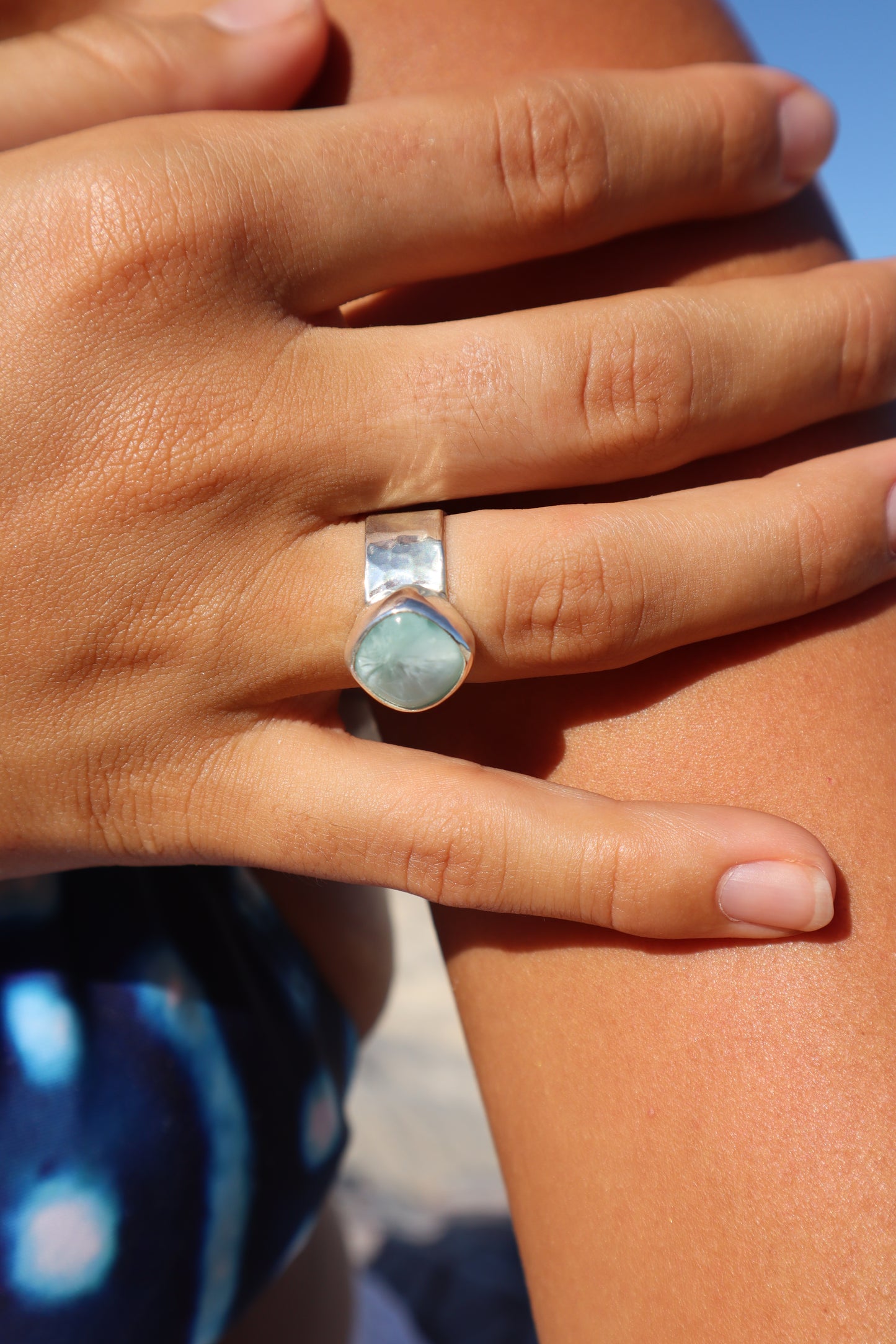 Textured Hemimorphite Ring SIZE P - 7 3/4