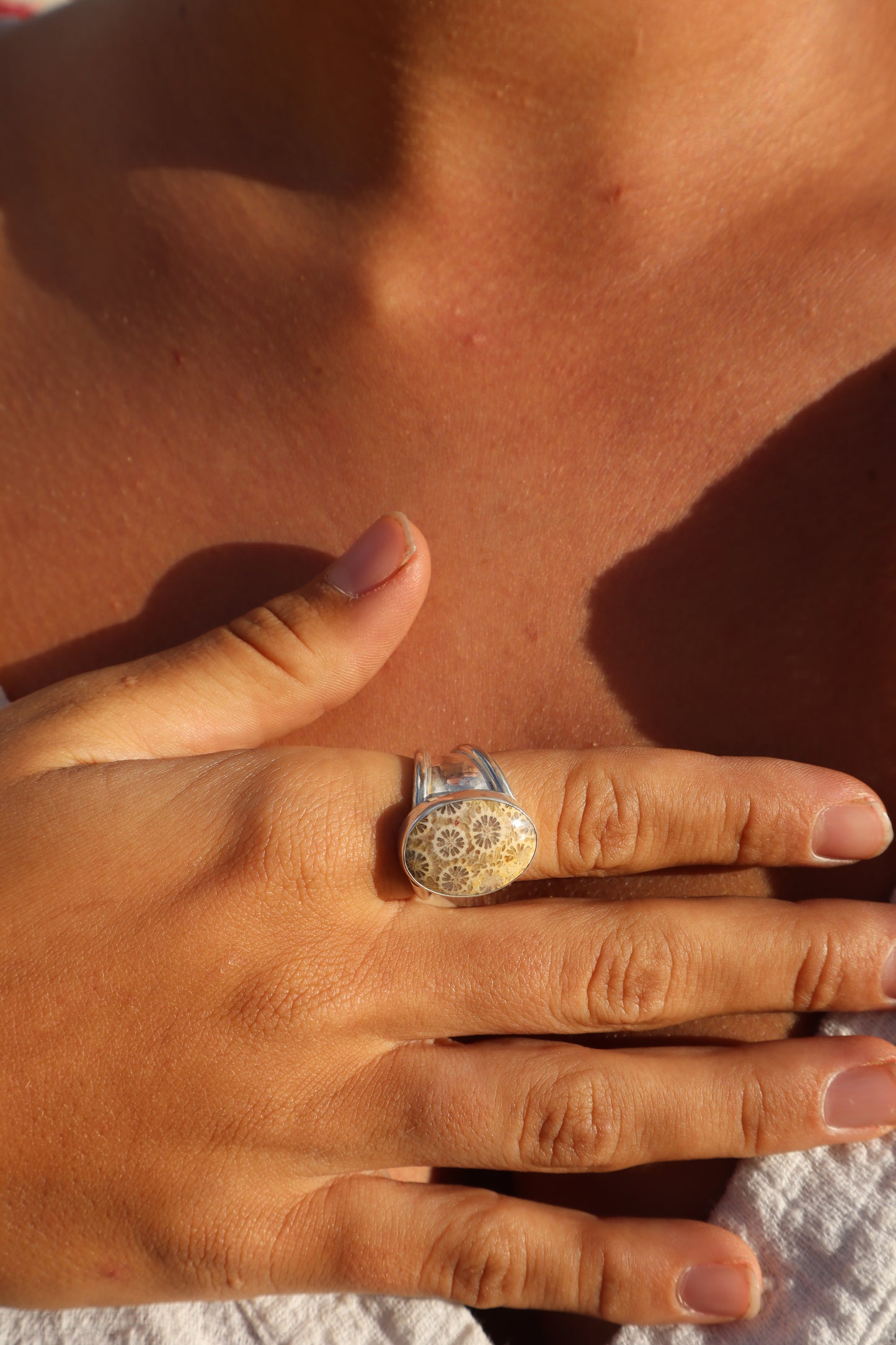 Chunky Coral Ring SIZE R 1/2 - 9