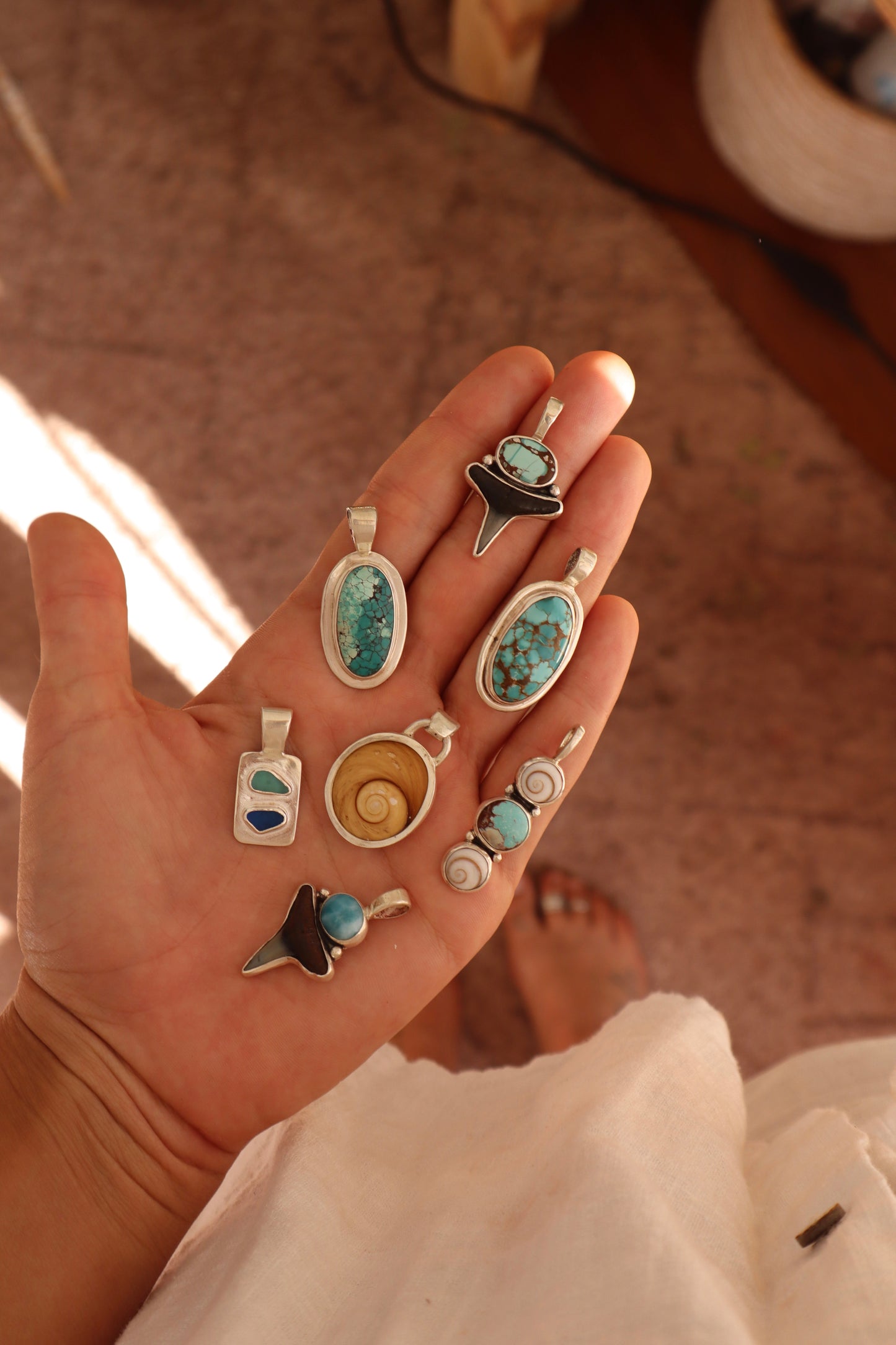 Blue Sea Glass Pendant