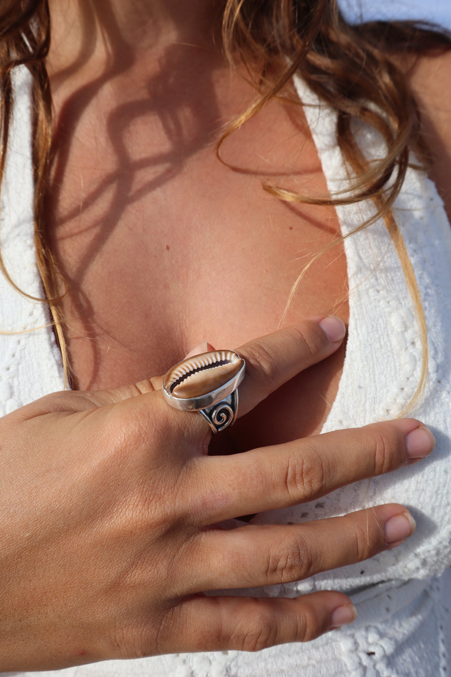 Spiral Cowrie Ring SIZE P 1/2 - 8