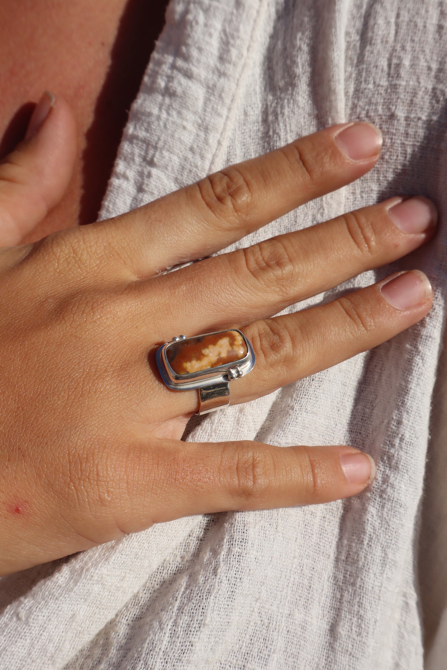 Ocean Jasper Ring SIZE N - 6 3/4