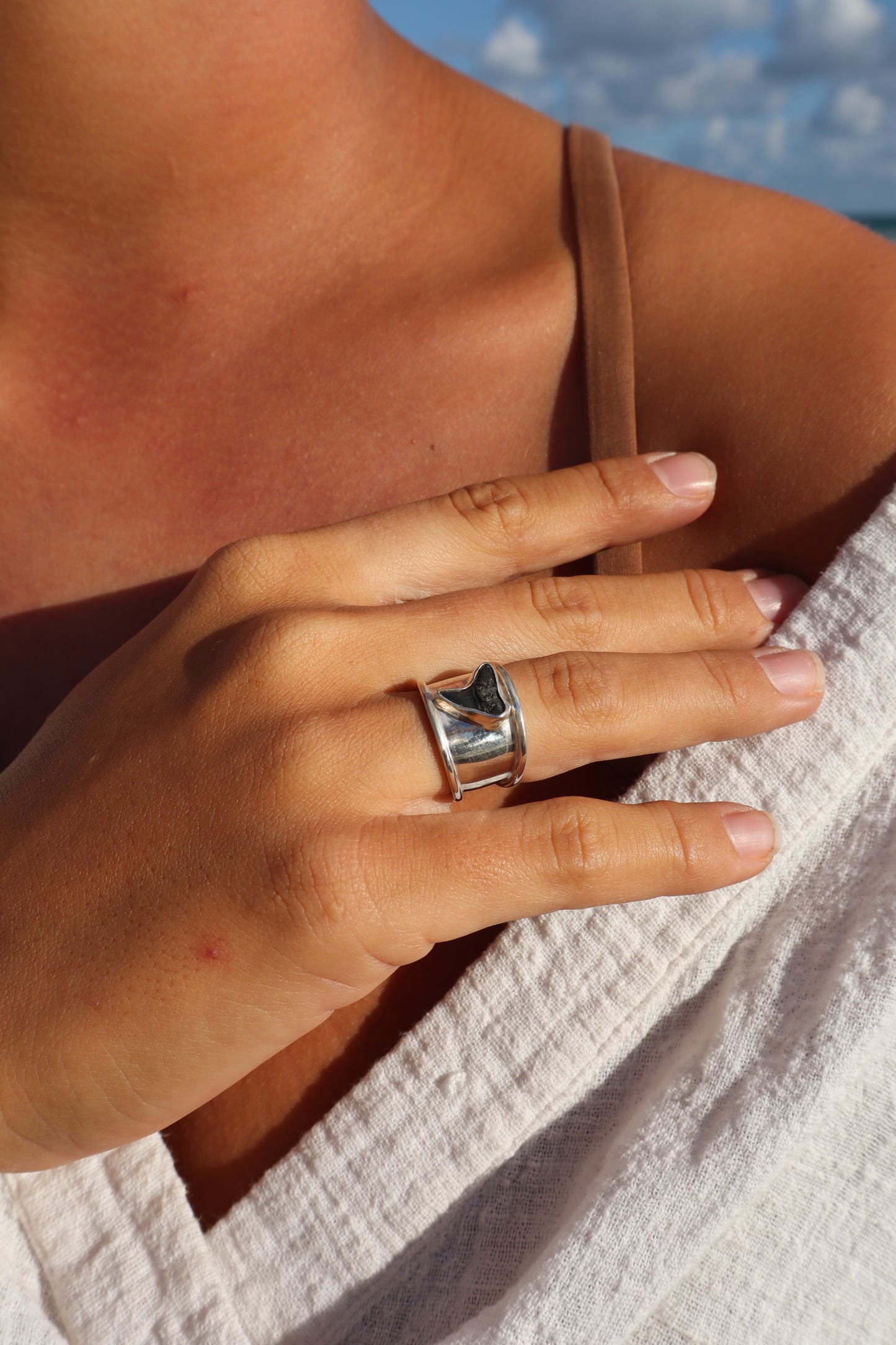 Chunky Shark Tooth Ring SIZE L 1/2 - 6