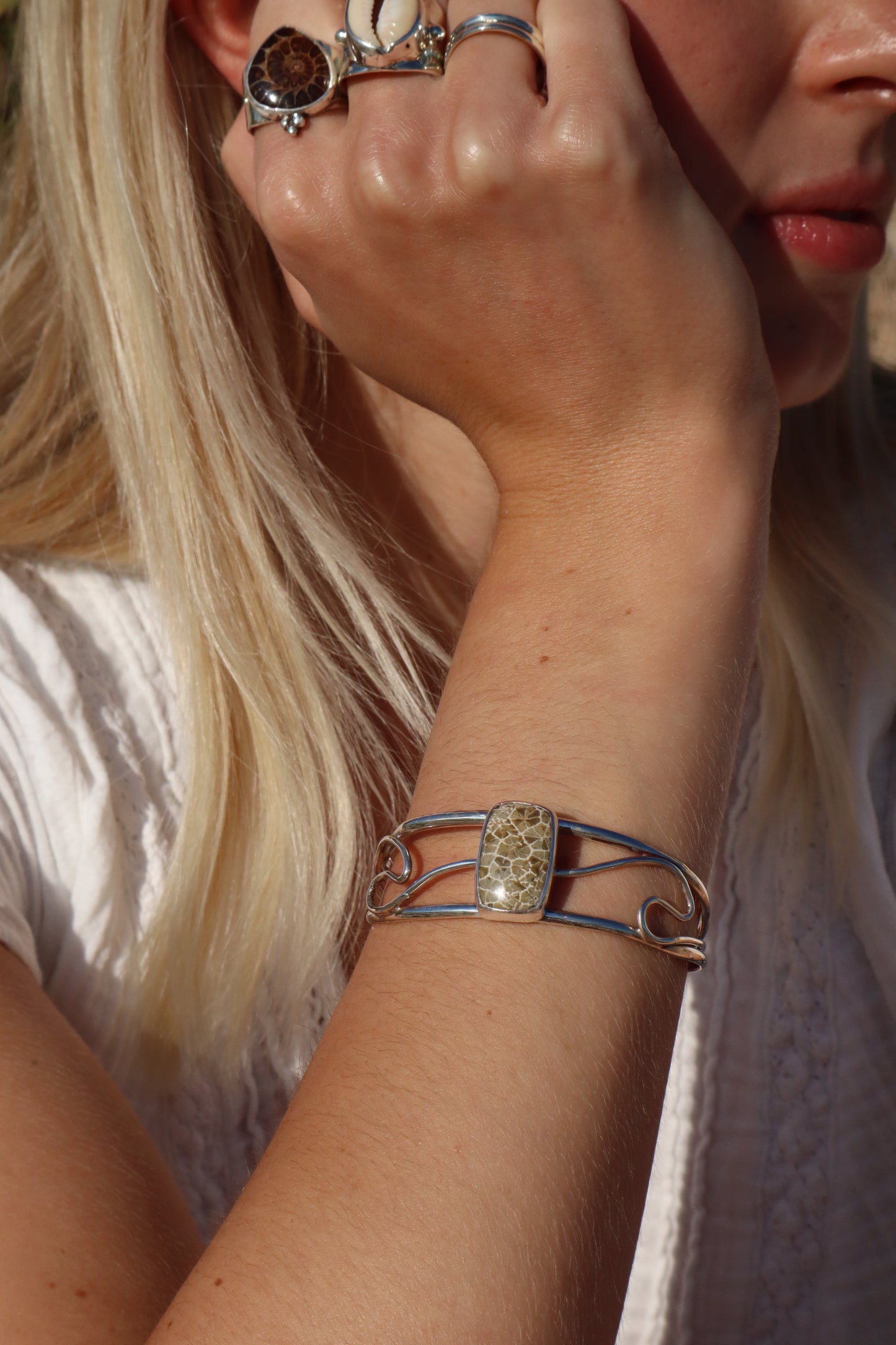 Wavy Fossilised Coral Cuff