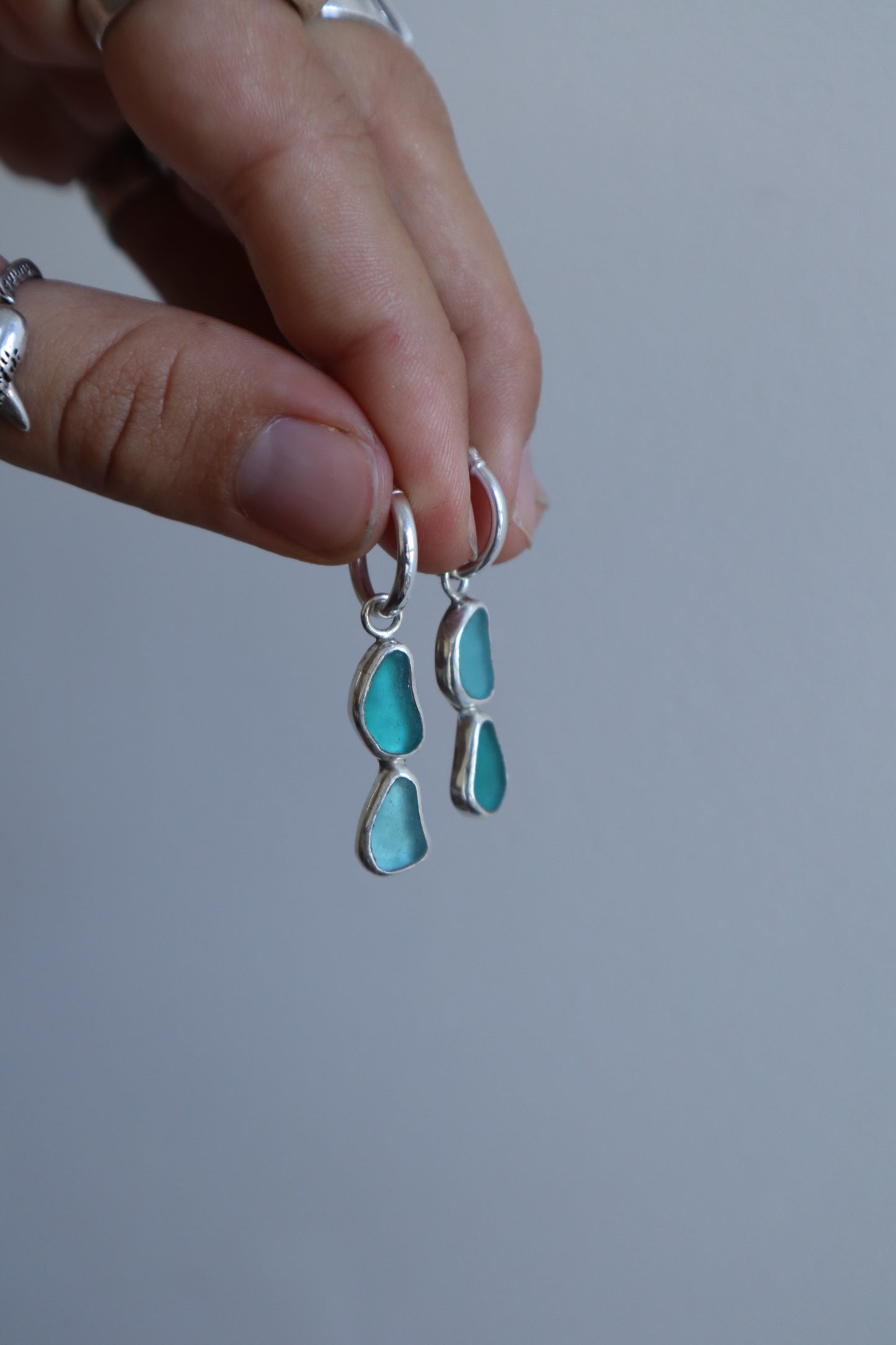 Double Seaglass Hoops