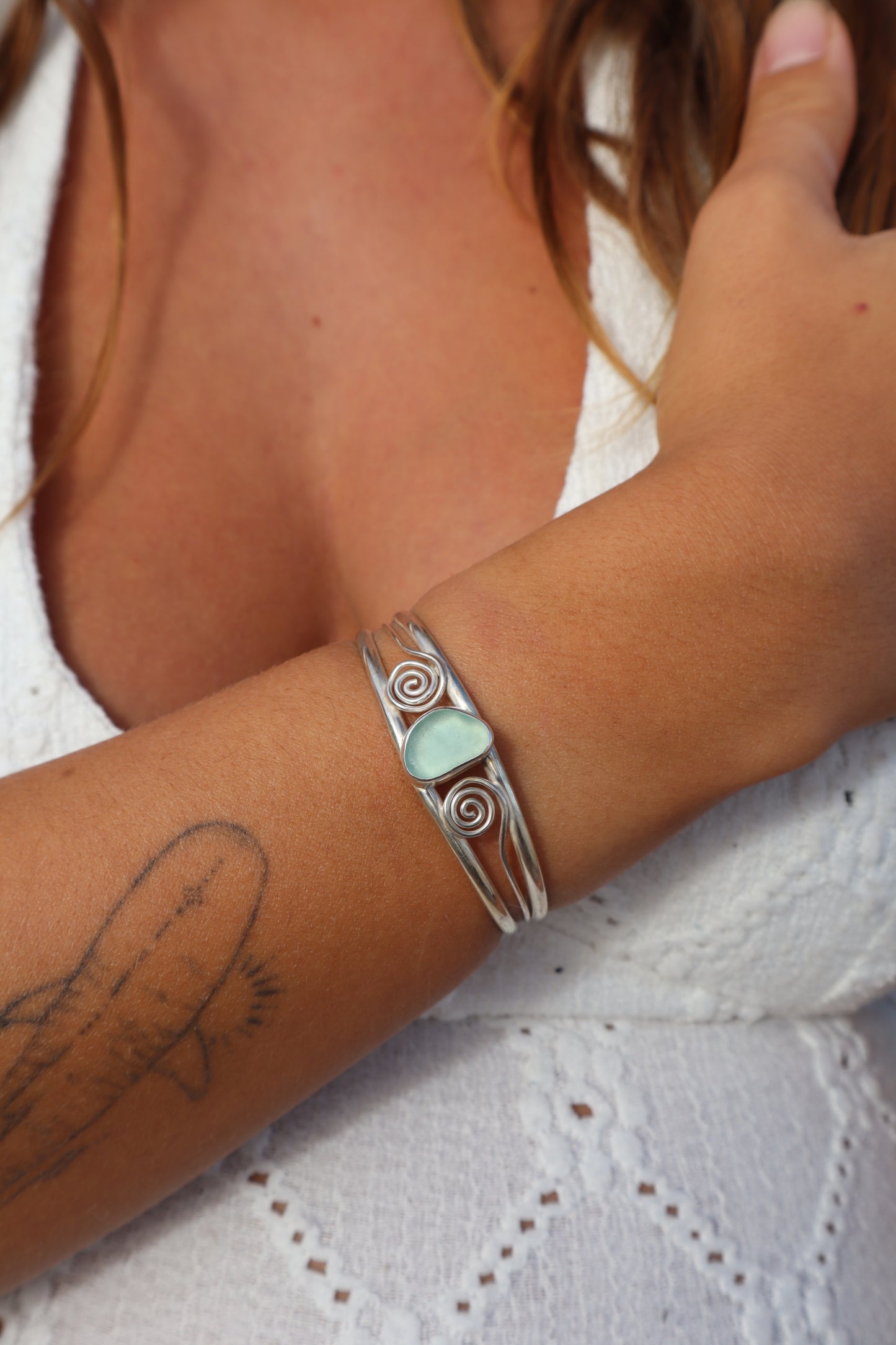 Spiral Seaglass Tidal Cuff
